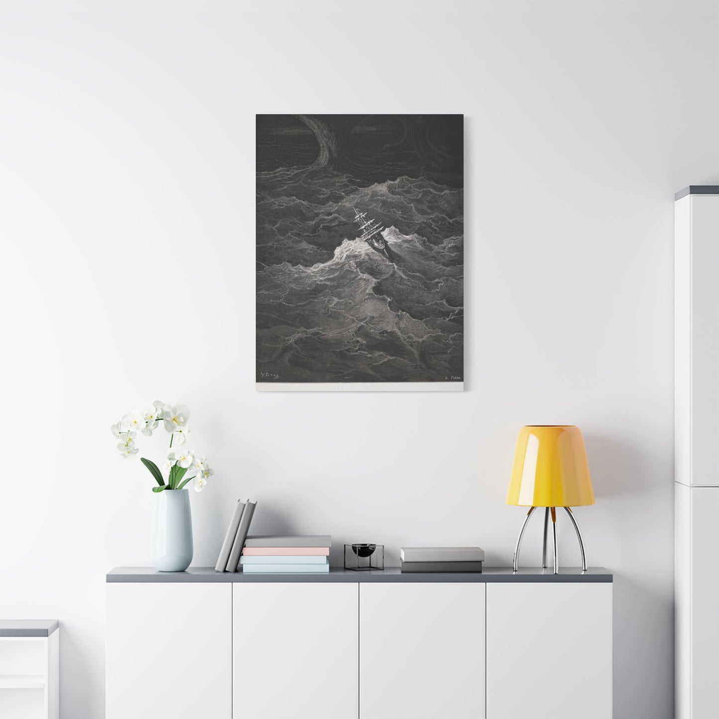Sailing Ship In Dark Drawing Wall Art & Canvas Prints