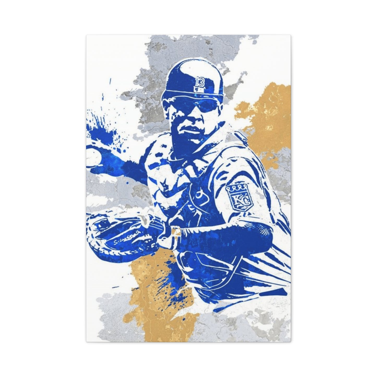 Baseball Fielder Splash Painting Wall Art & Canvas Prints