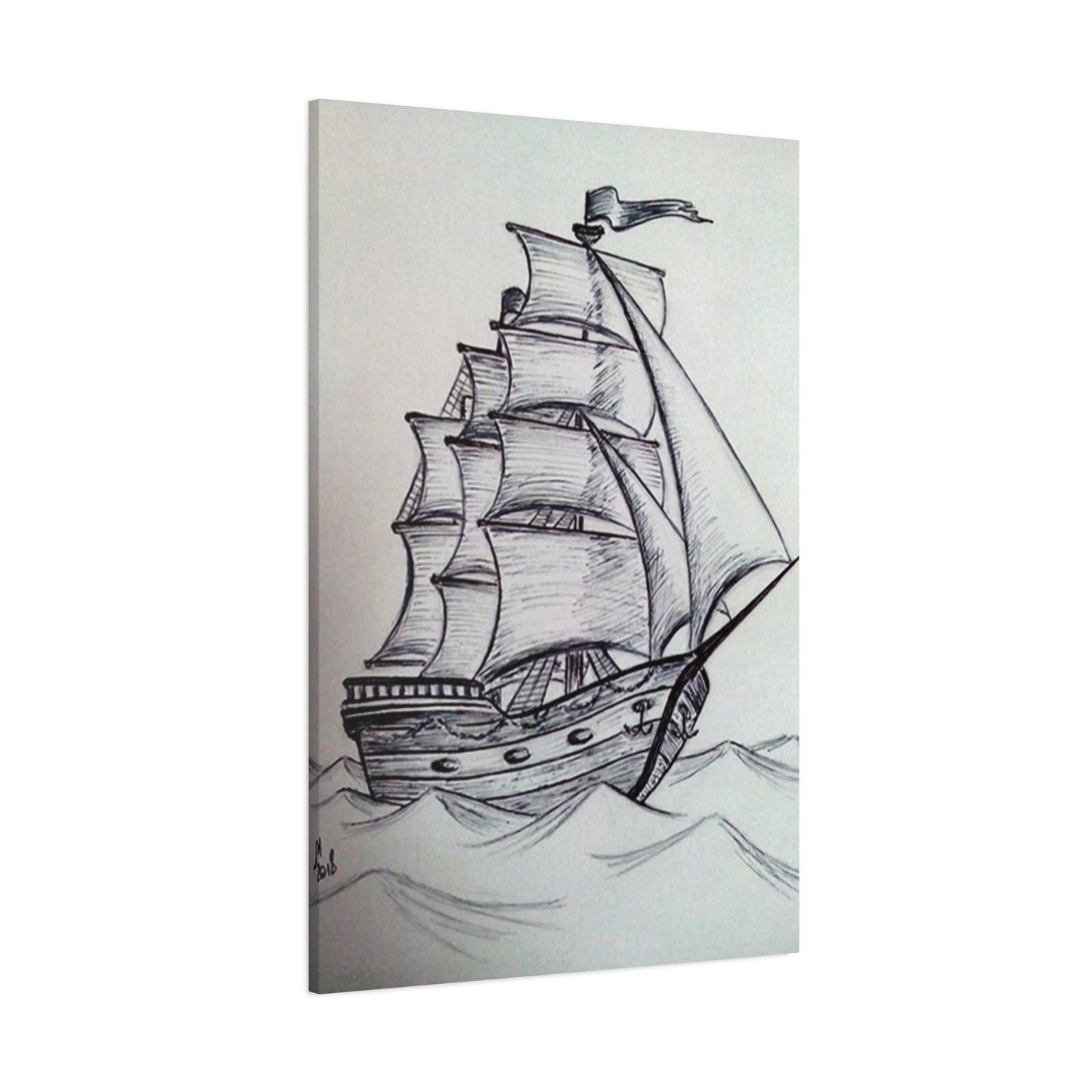 Ship Sailing Drawing Wall Art & Canvas Prints