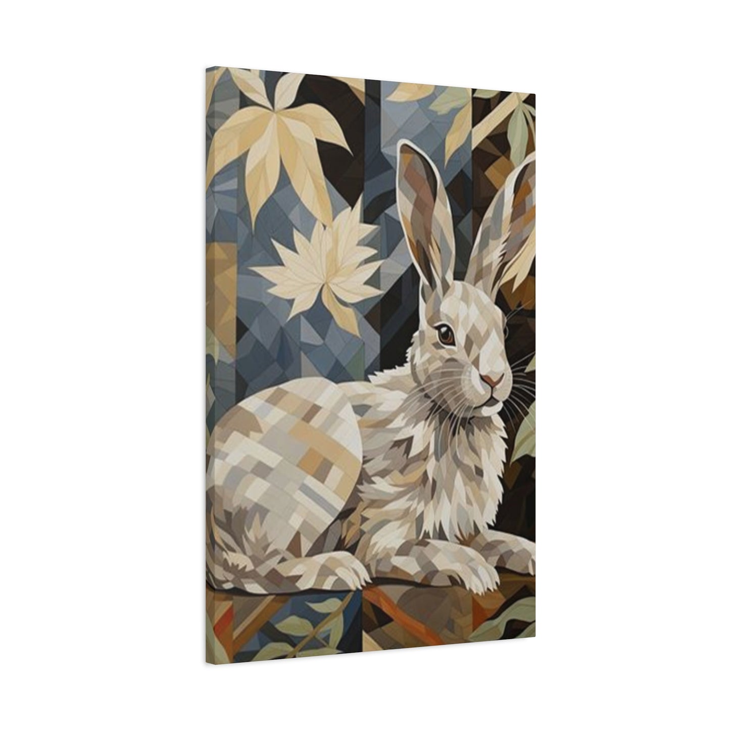 White Abstract Rabbit Painting Wall Art & Canvas Prints