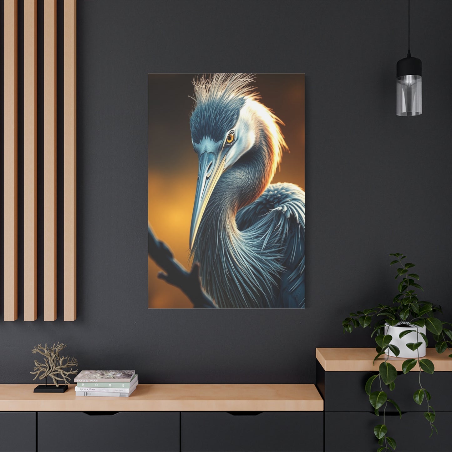 Ethereal Heron Masterpiece wall art & canvas print