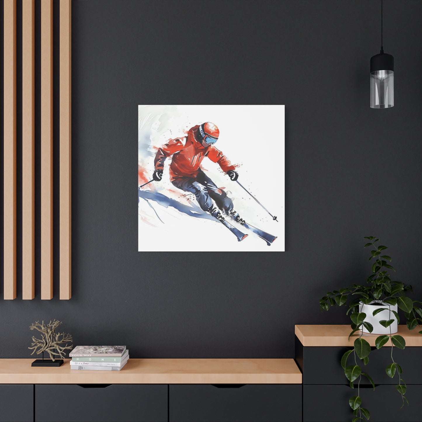 Skiing In Snow Painting Wall Art & Canvas Prints