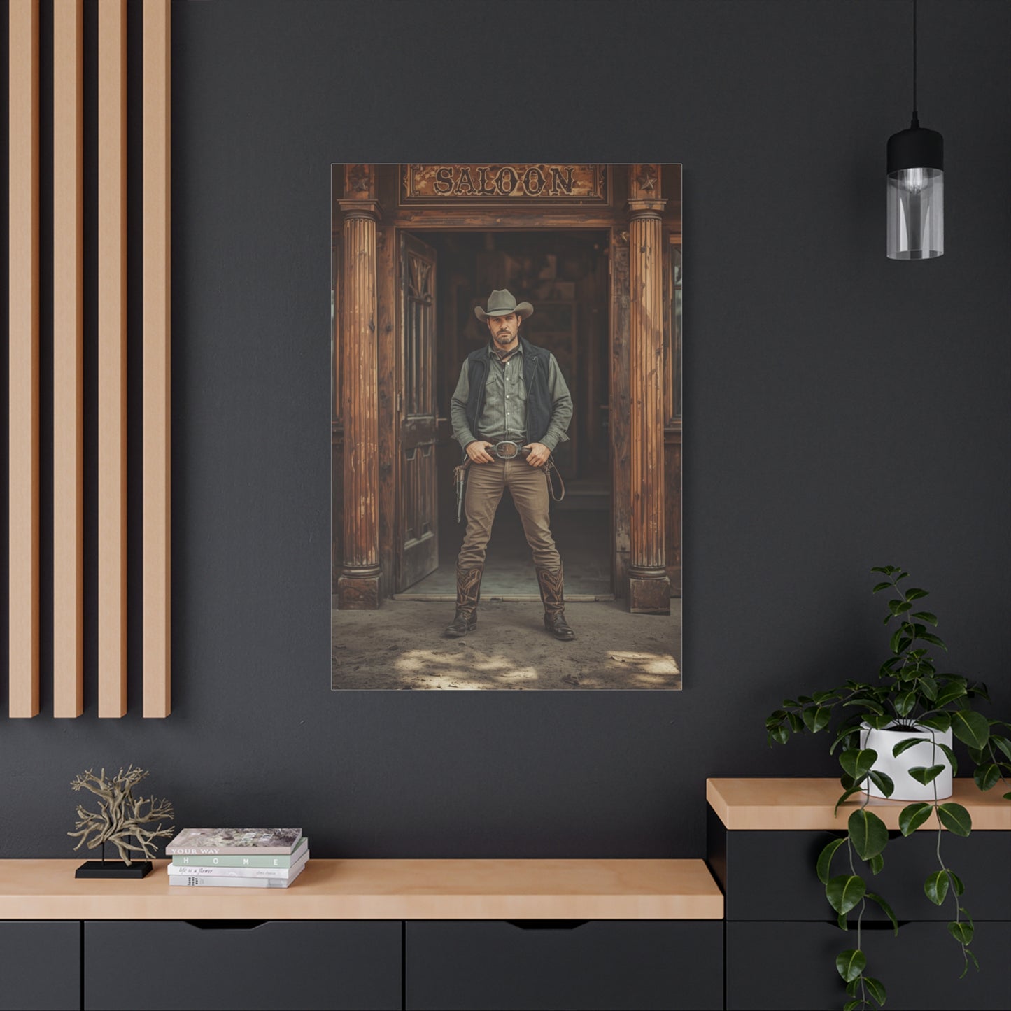 Gunslinger Outside the Saloon Wall Art & Canvas Print