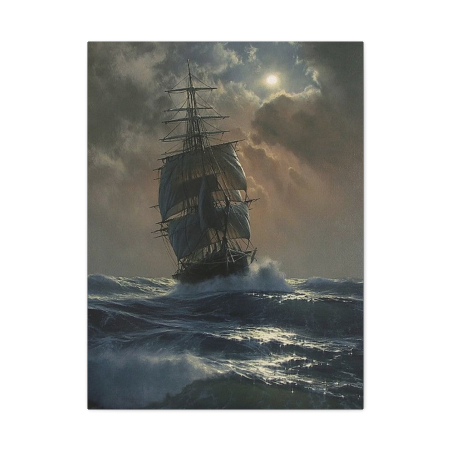 Ship Sailing In Sea At Night Wall Art & Canvas Prints
