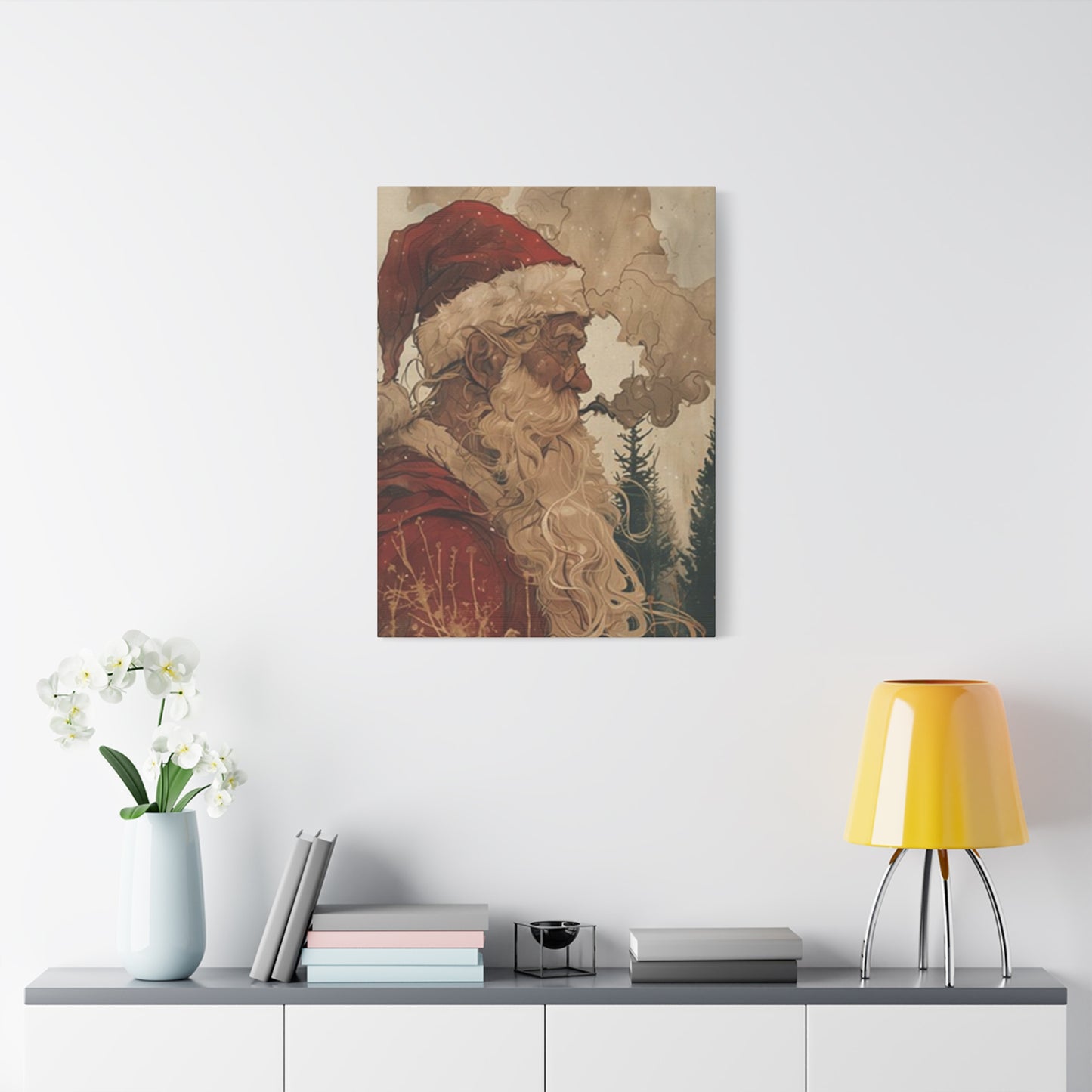 Santa Claus Smoking Painting Wall Art & Canvas Prints