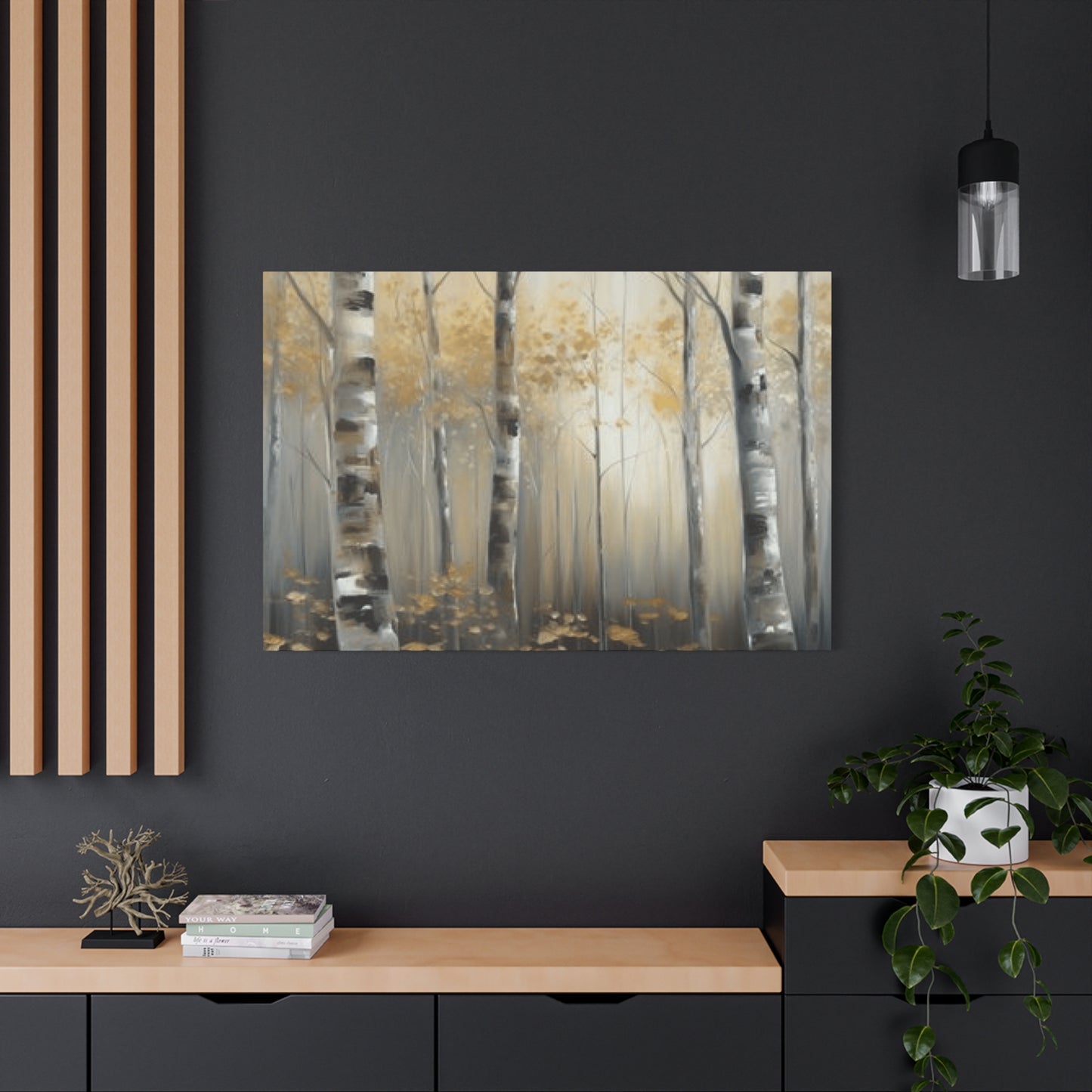 Dusky Birch Trees Painting Wall Art & Canvas Prints