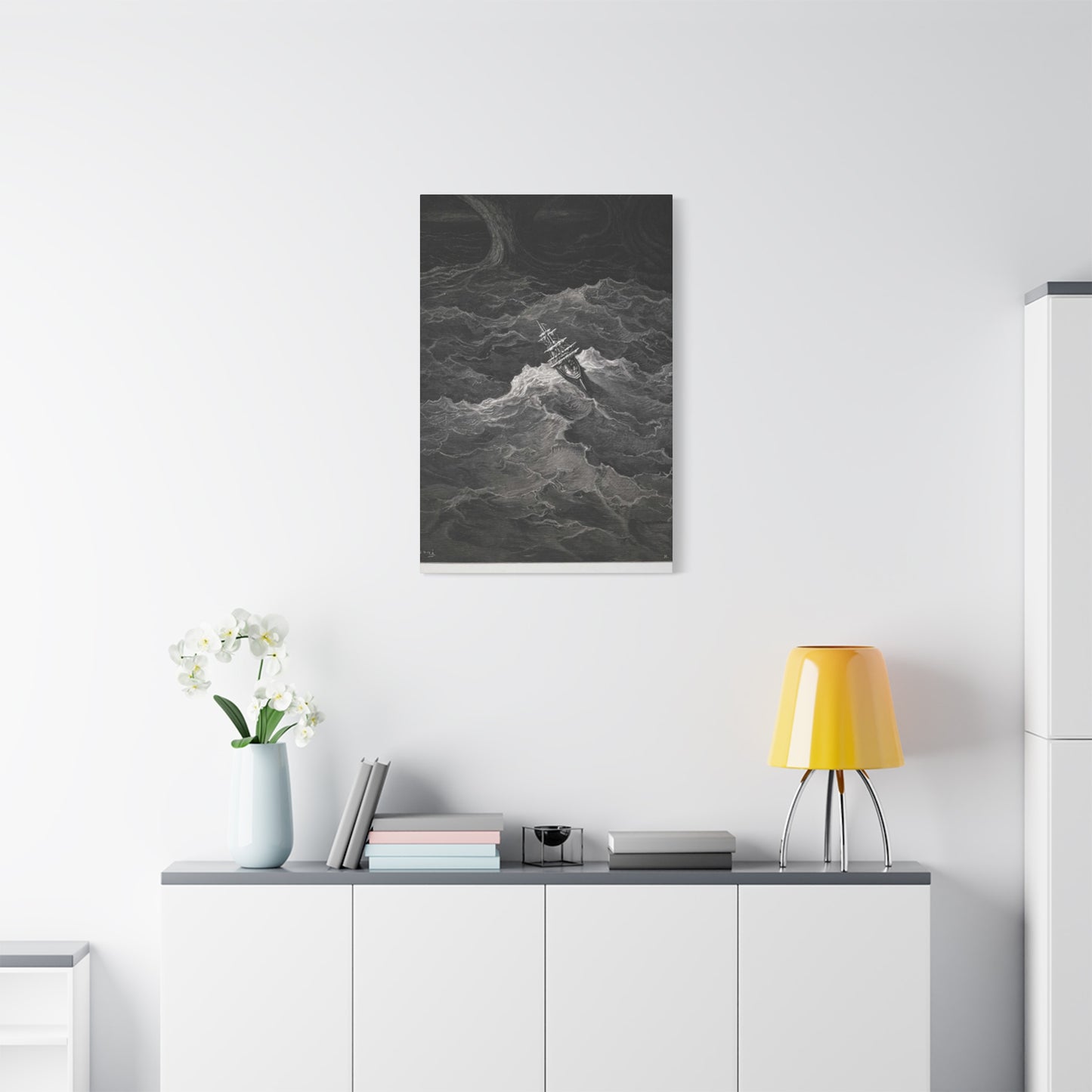 Sailing Ship In Dark Drawing Wall Art & Canvas Prints