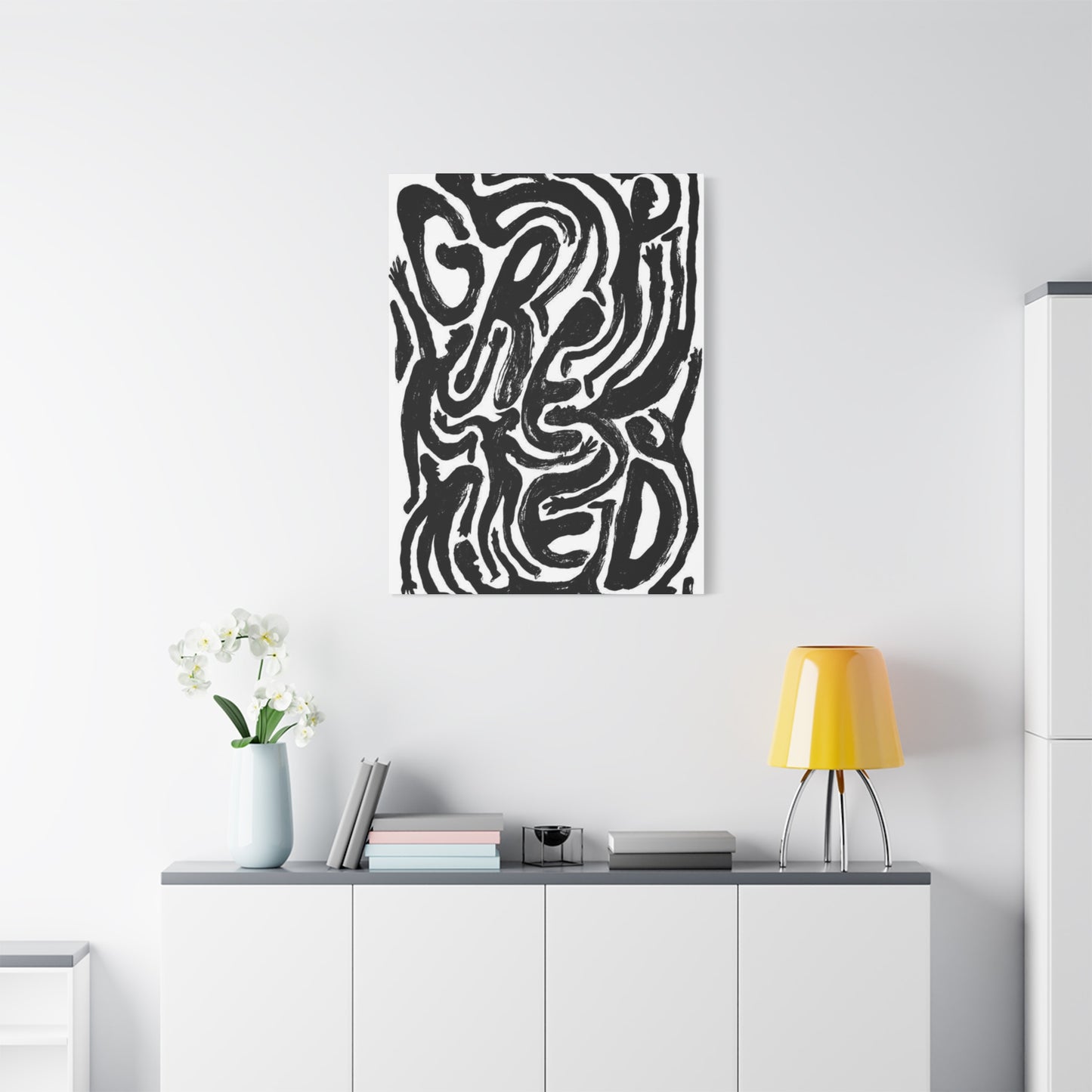 Black & White Greed Wall Art & Canvas Prints