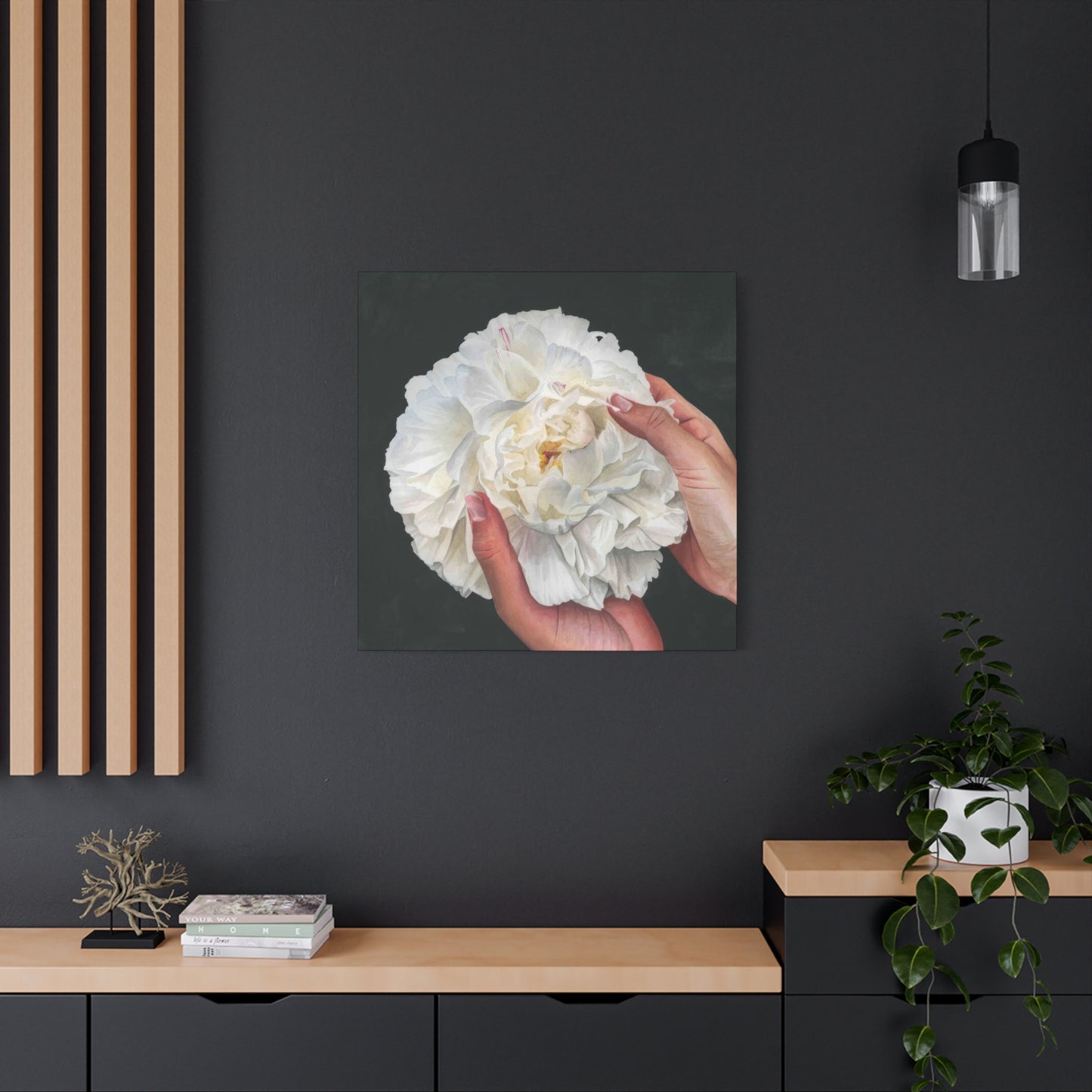 Grace Popp Holding White Flower Wall Art & Canvas Prints