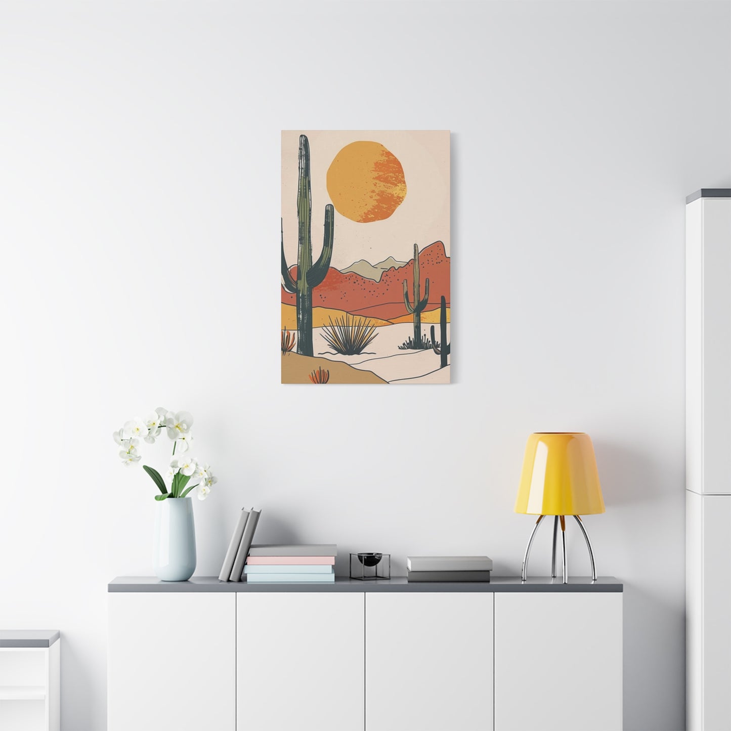 Arizona Cactus Mountain Drawing Wall Art & Canvas Prints