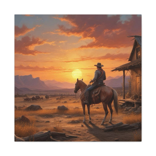 Cowboy At Sunset Wall Art & Canvas Prints
