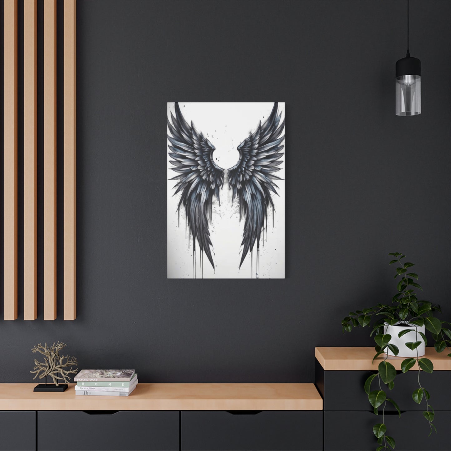 Dark Blue Angel Wings Wall Art & Canvas Prints