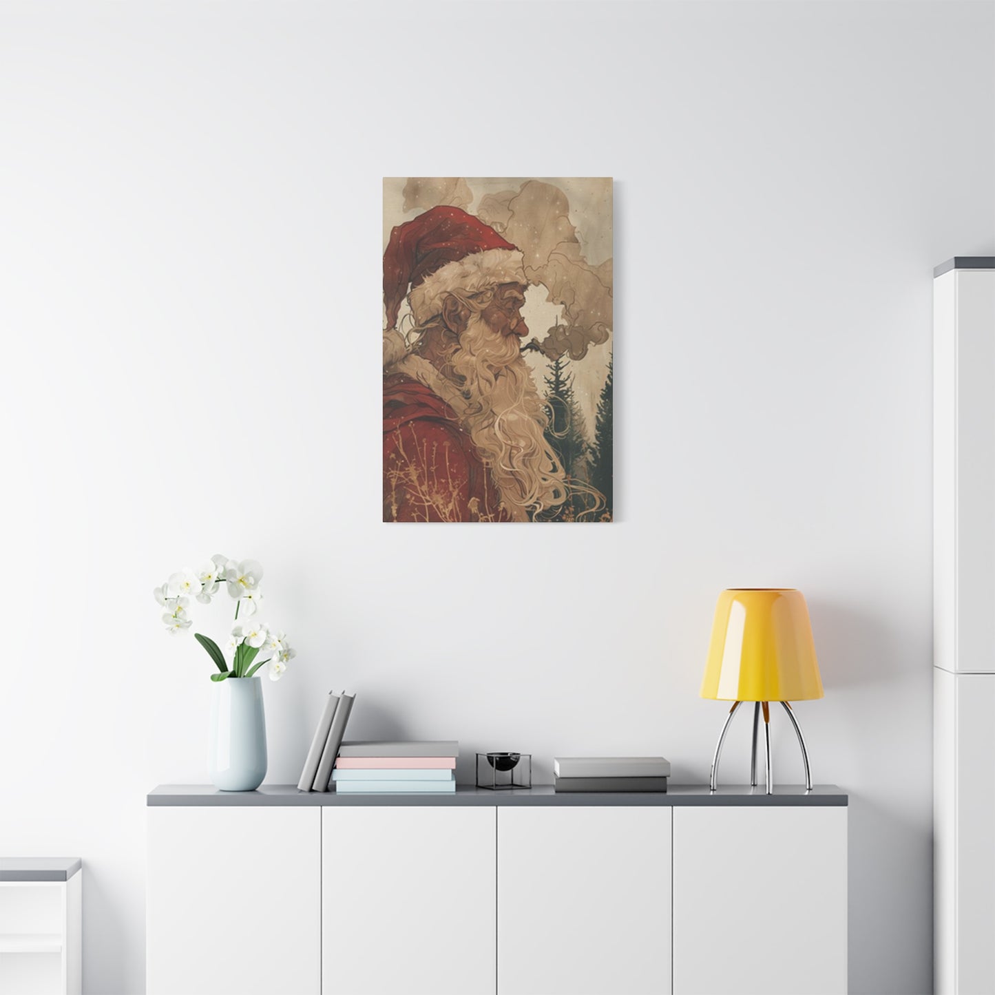 Santa Claus Smoking Painting Wall Art & Canvas Prints