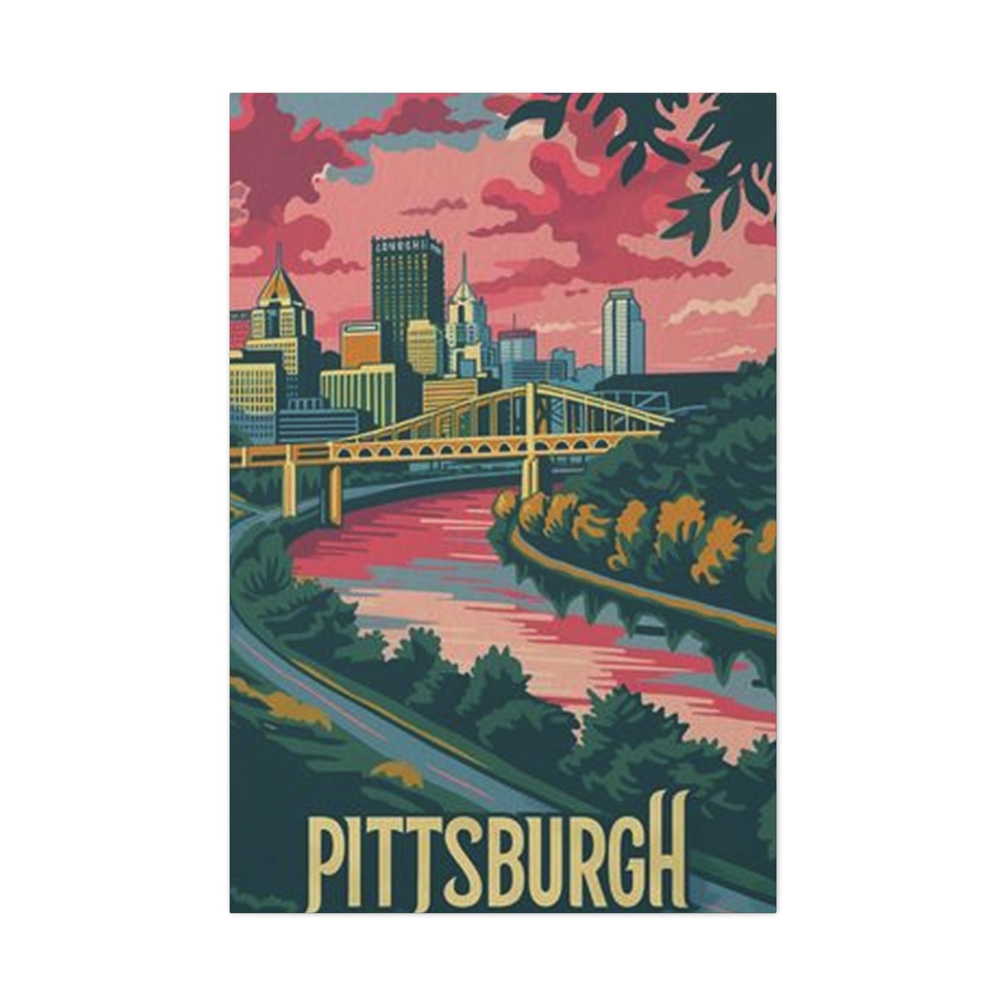 Pink Sky Pittsburgh Poster Wall Art & Canvas Prints