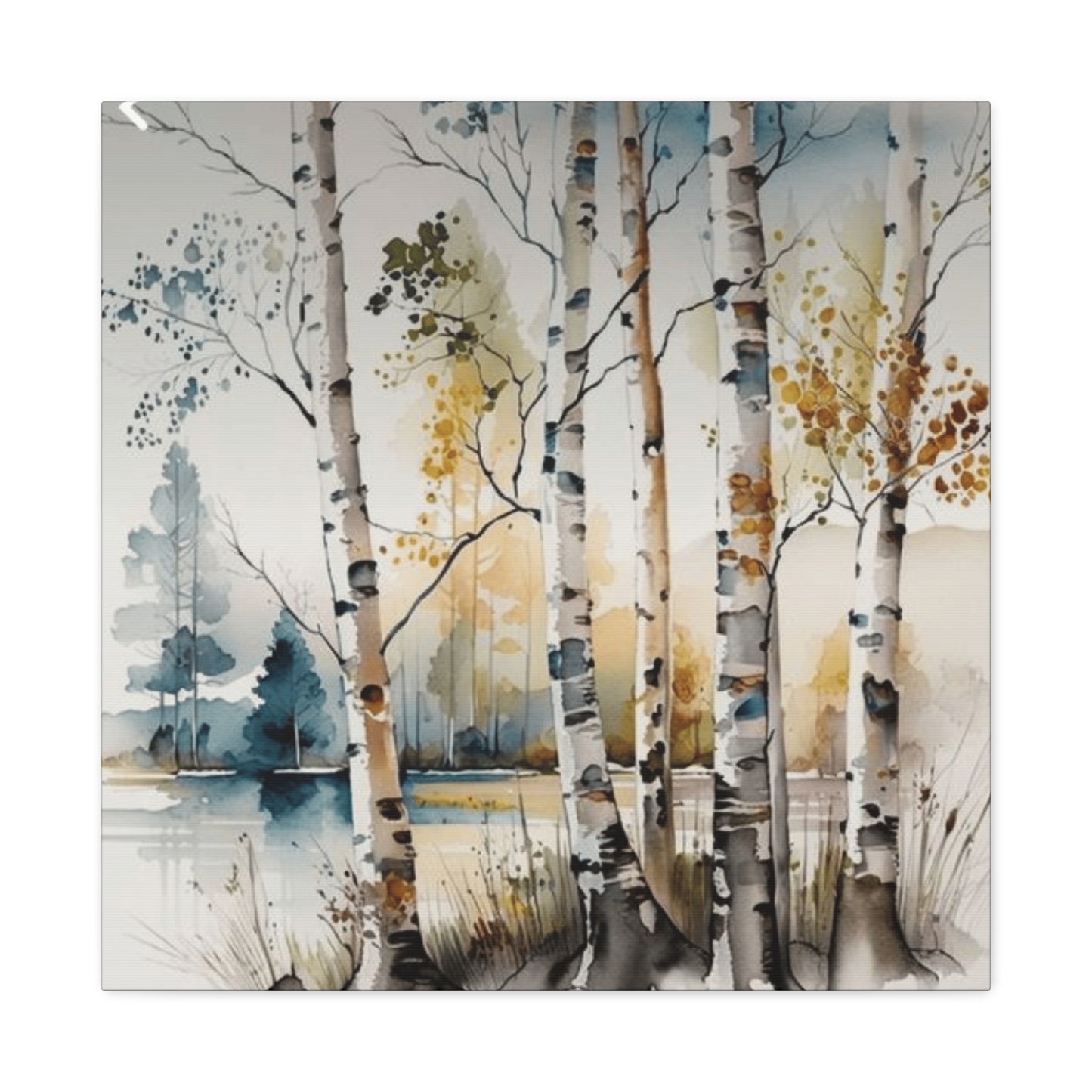 Blue and Orange Birch Tree Painting Wall Art & Canvas Prints