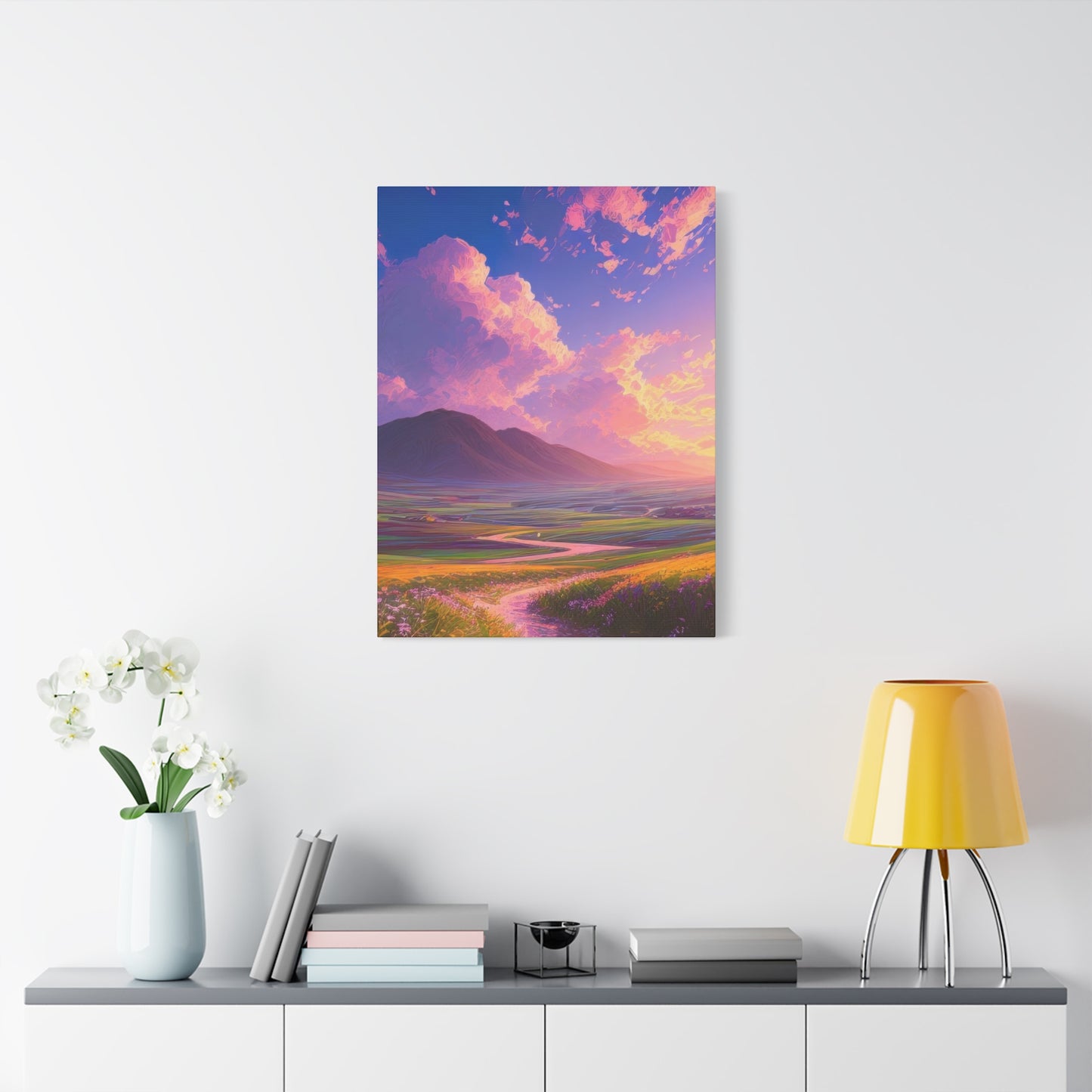 Blue Violet Sky Meadow Vibrant Wall Art & Canvas Prints
