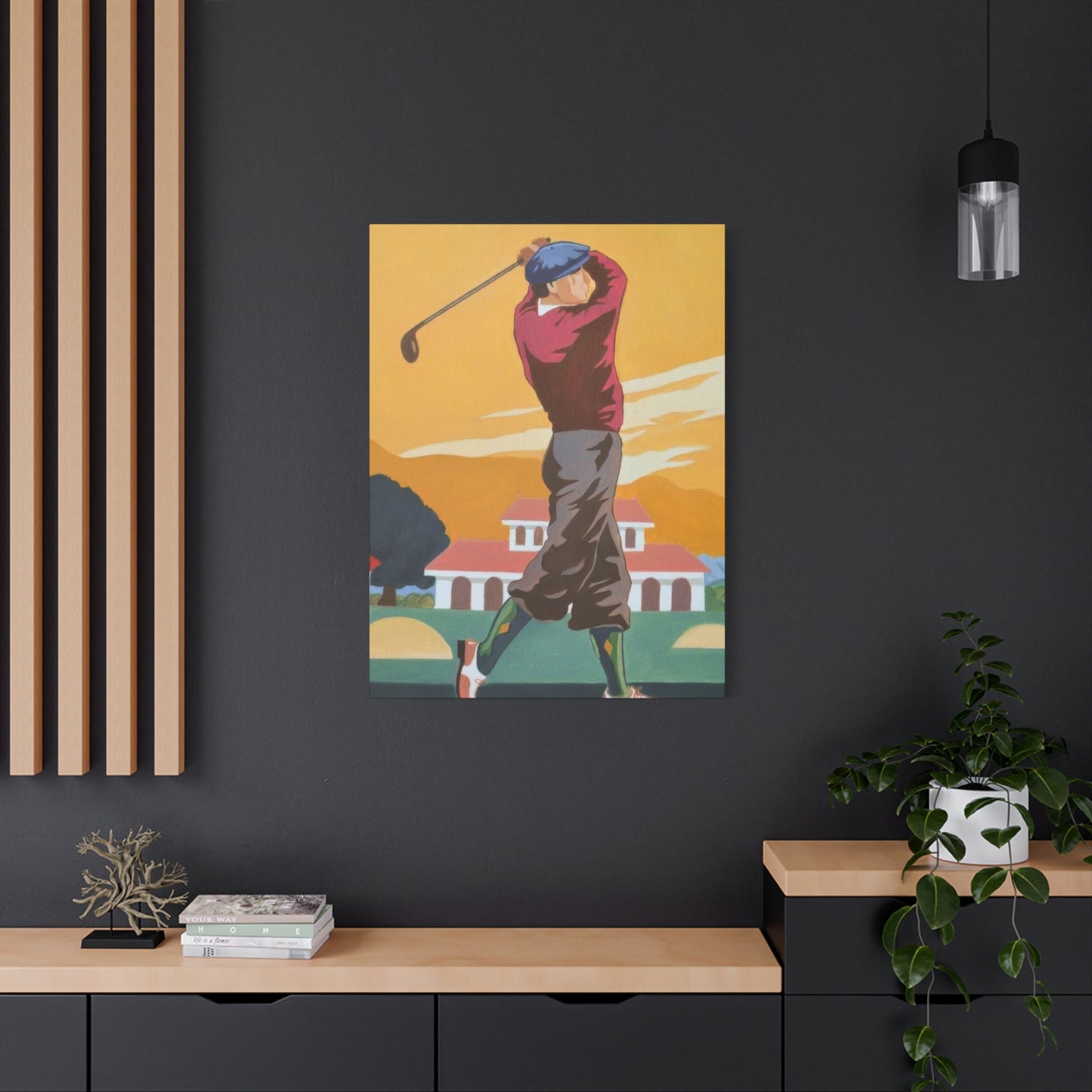 Golf Shot Green Orange Wall Art & Canvas Prints