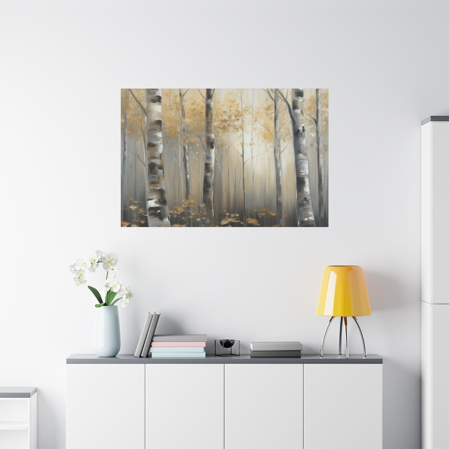 Dusky Birch Trees Painting Wall Art & Canvas Prints