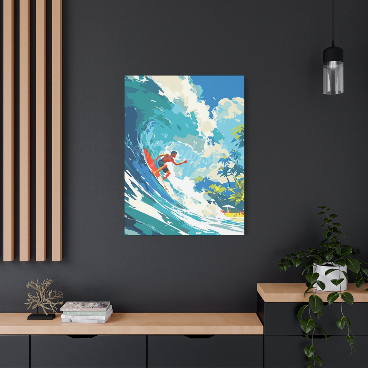 Wave Surfing Abstract Poster Wall Art & Canvas Prints