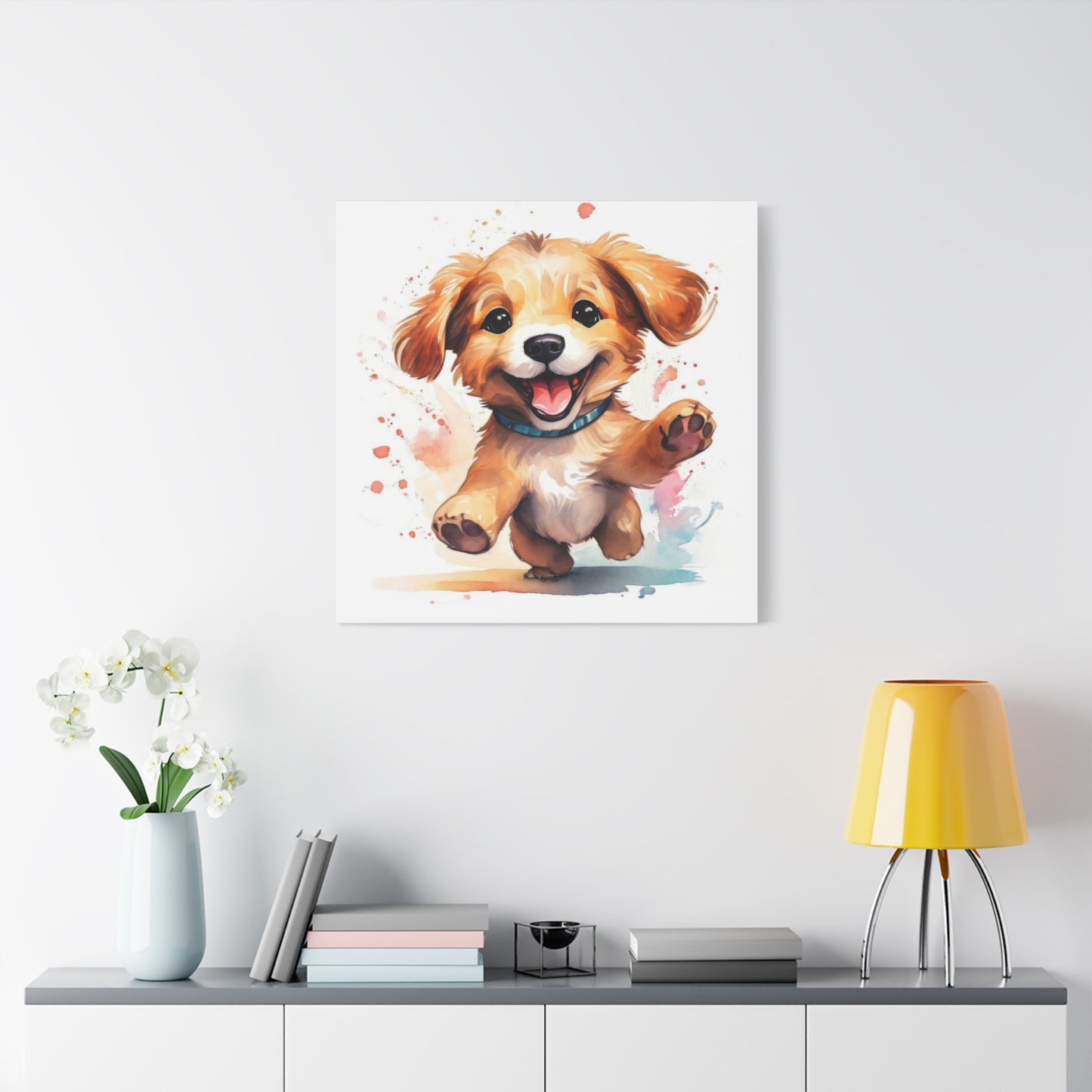 Happy Dancing Dog Puppy Wall Art & Canvas Prints