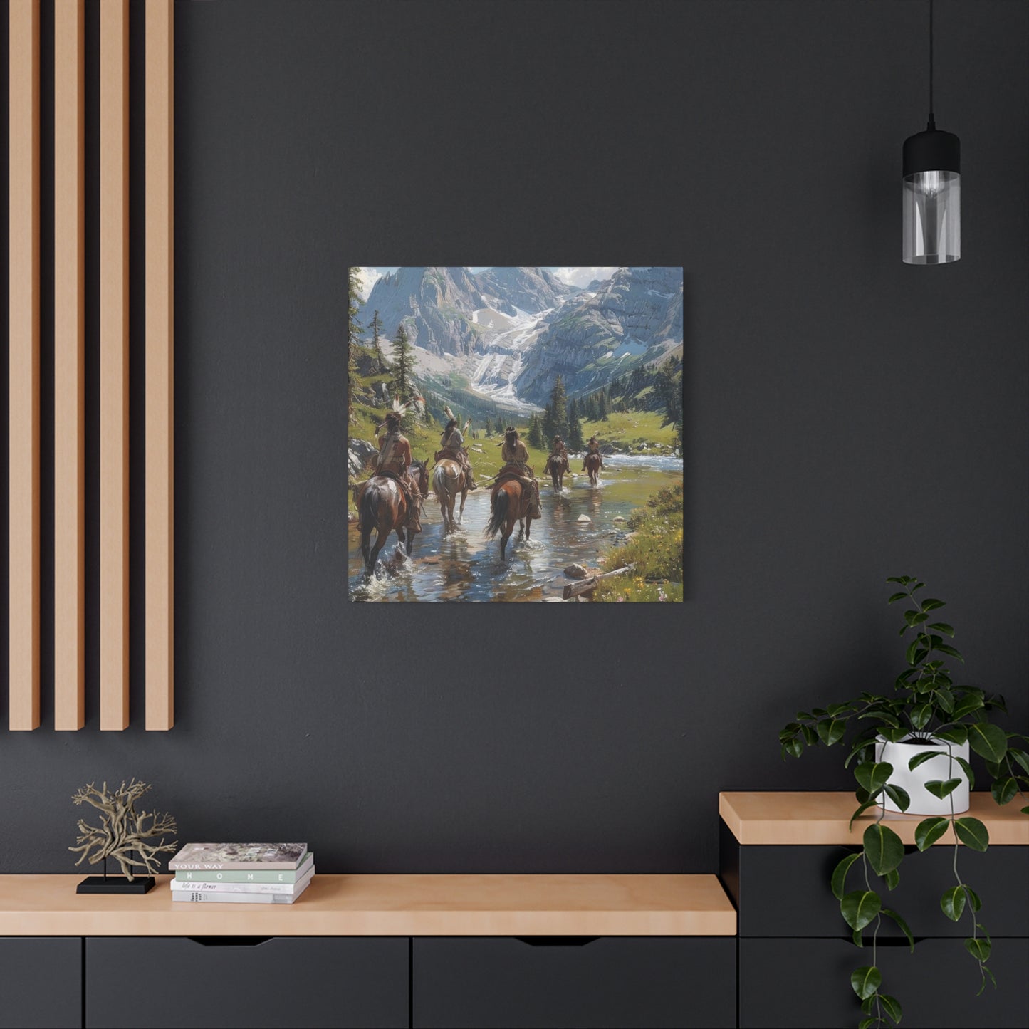 Cowboy Wading Through Water Wall Art & Canvas Prints