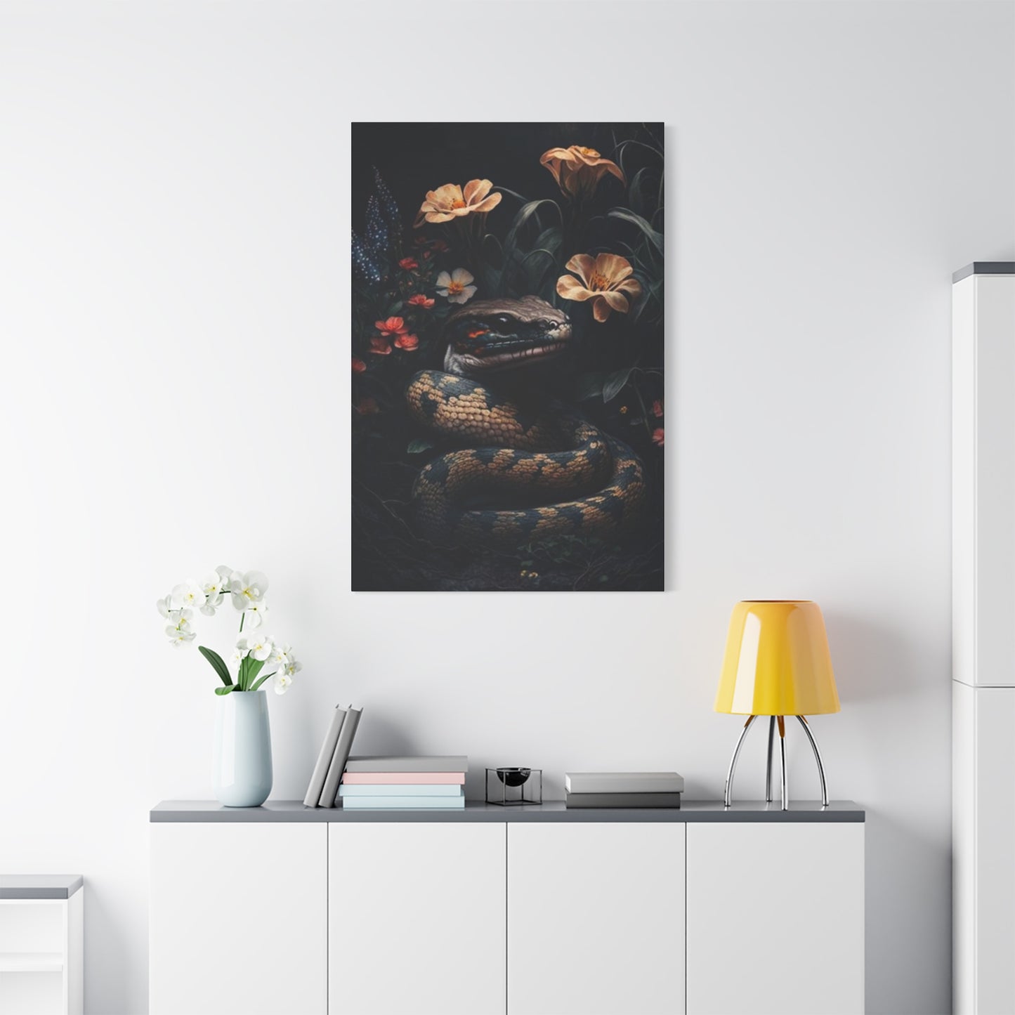 Snake With Flower Wall Art & Canvas Prints