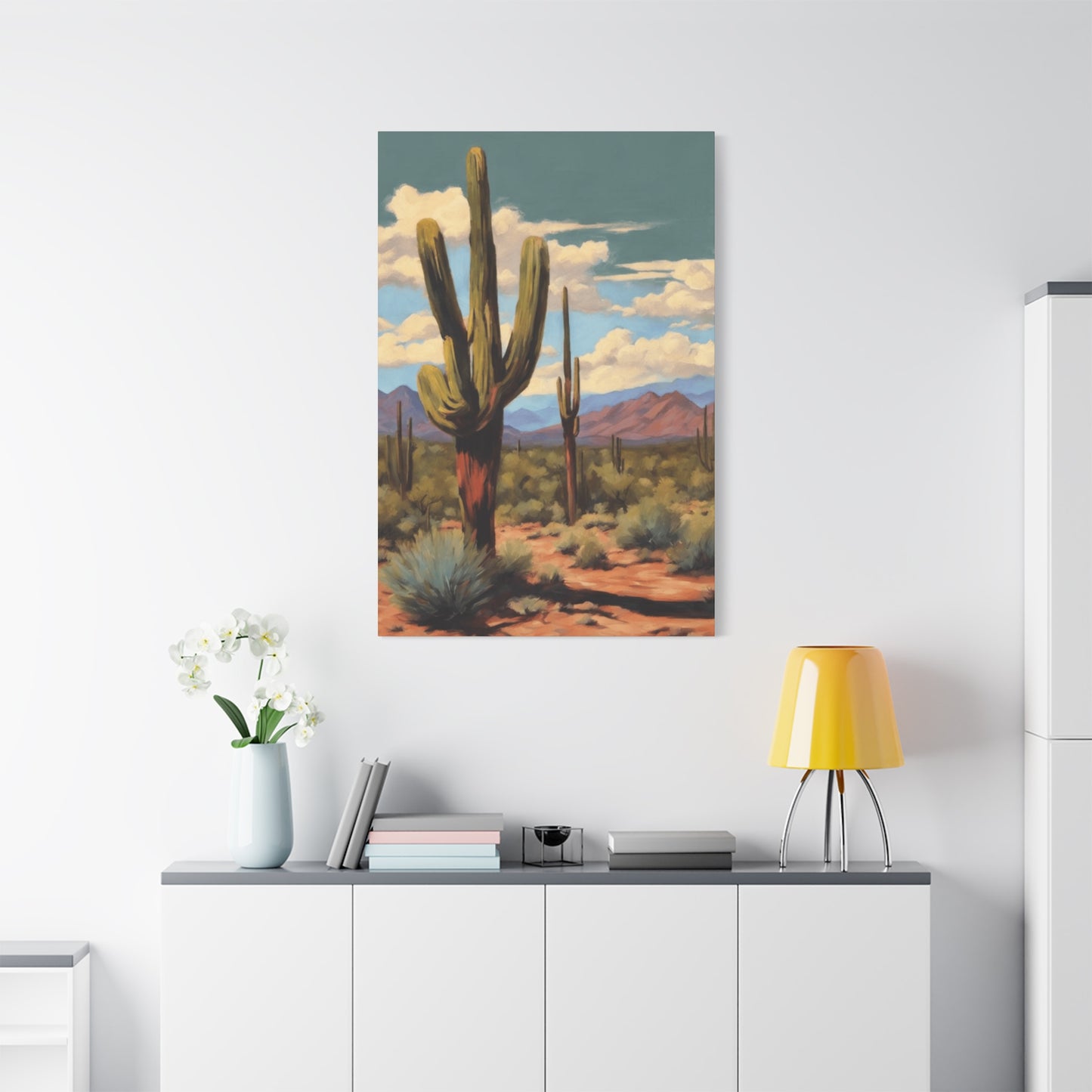 Cactus Standing in Desert Painting Wall Art & Canvas Prints
