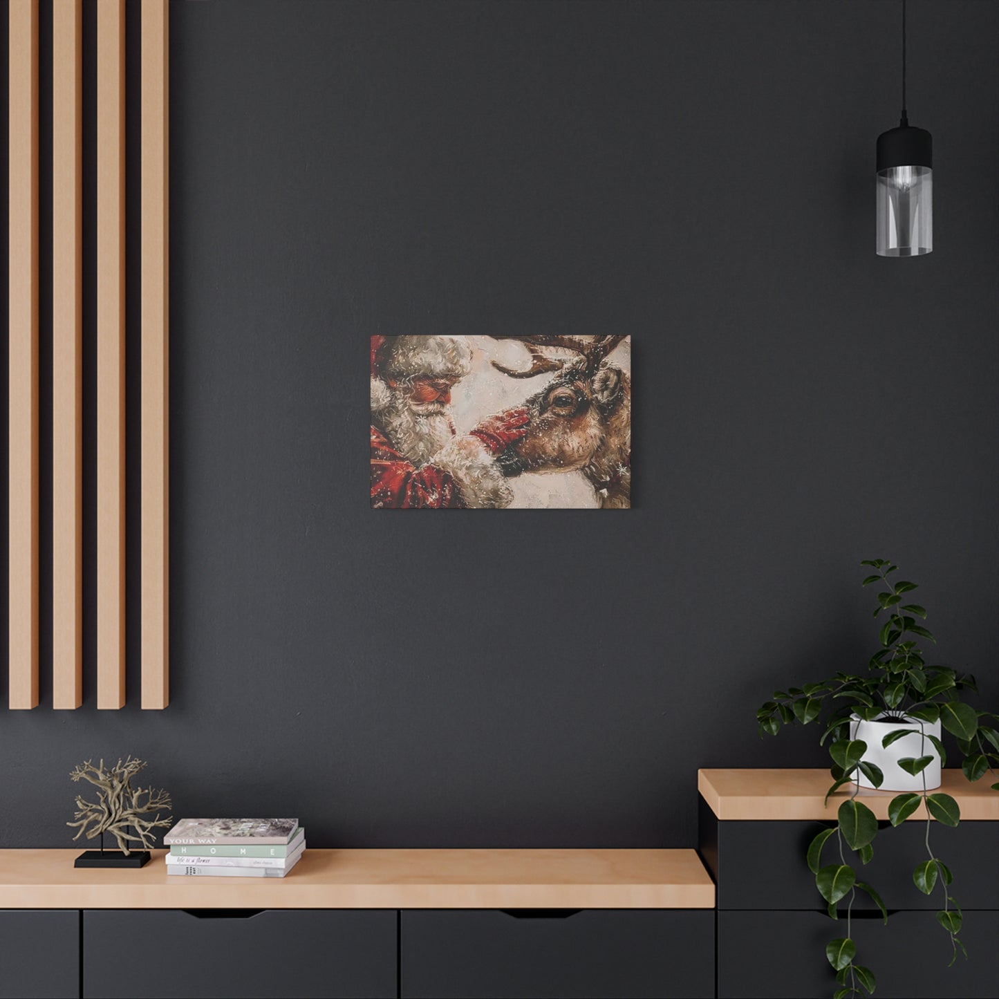 Santa Claus And Reindeer Wall Art & Canvas Prints
