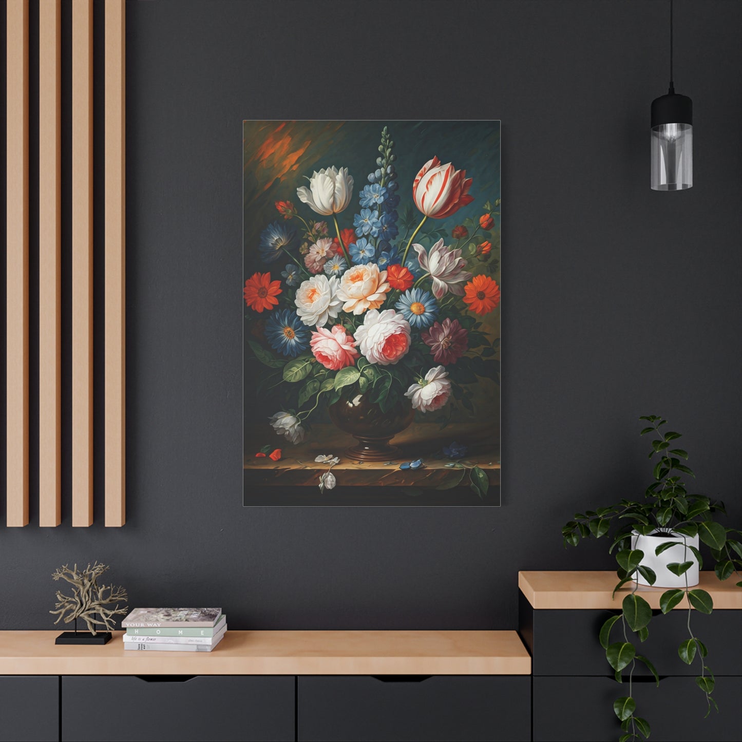 Midnight Bloom Still Life Wall Art & Canvas Print