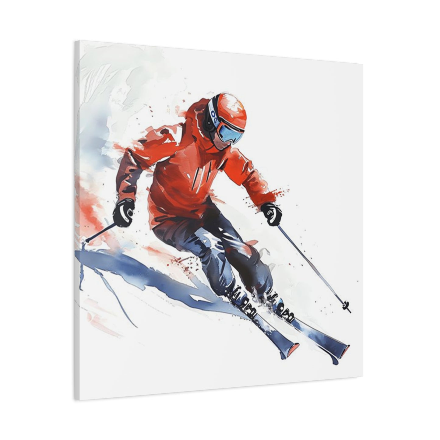 Skiing In Snow Painting Wall Art & Canvas Prints