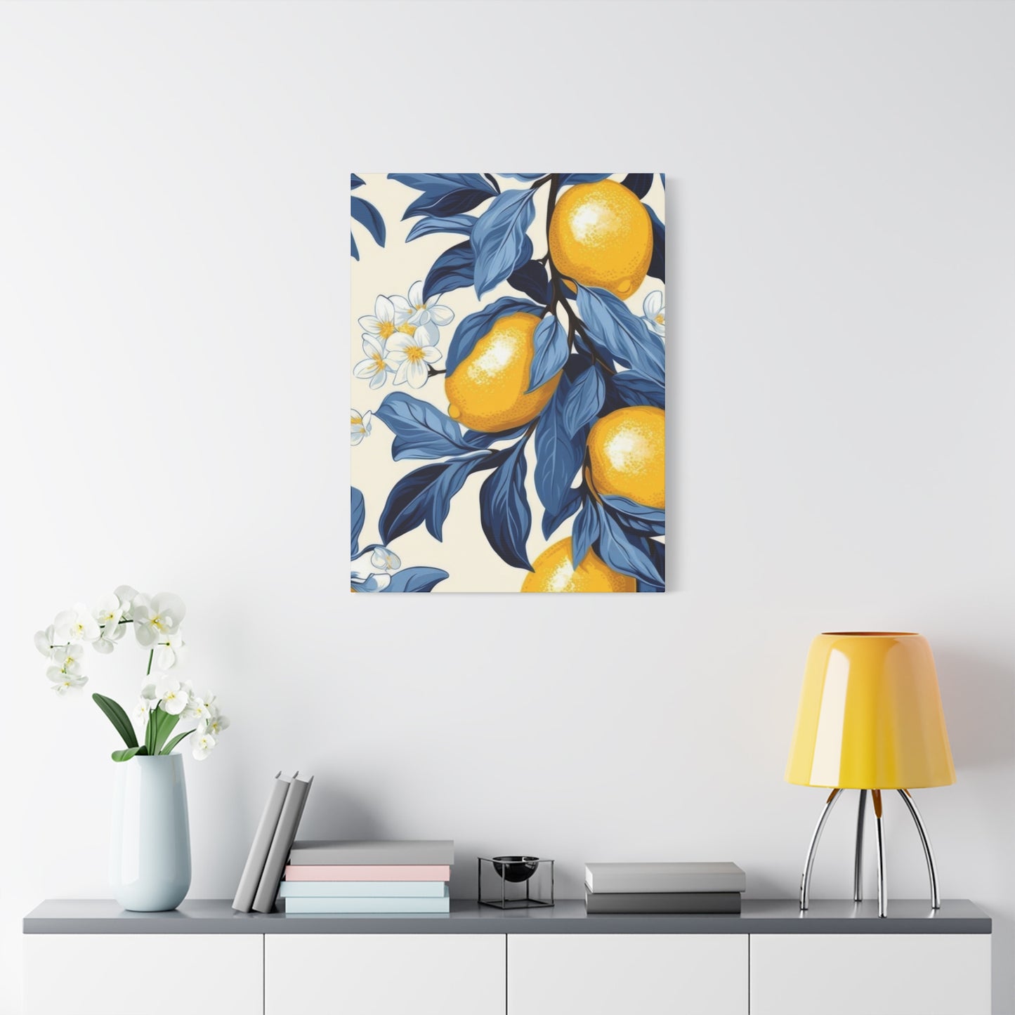 Lemon Blue Leaves Wall Art & Canvas Prints