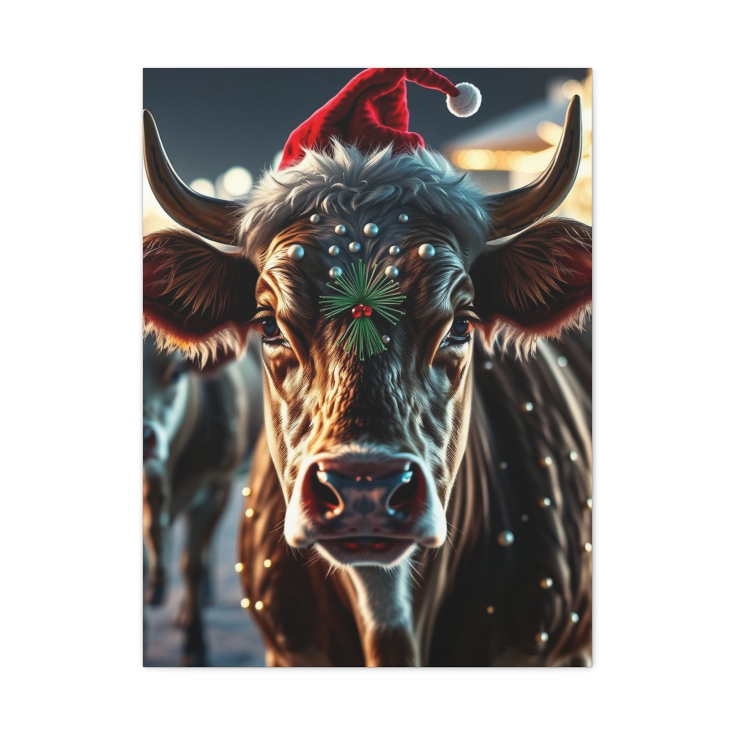 Yuletide Bovine Elegance Canvas wall art & canvas print