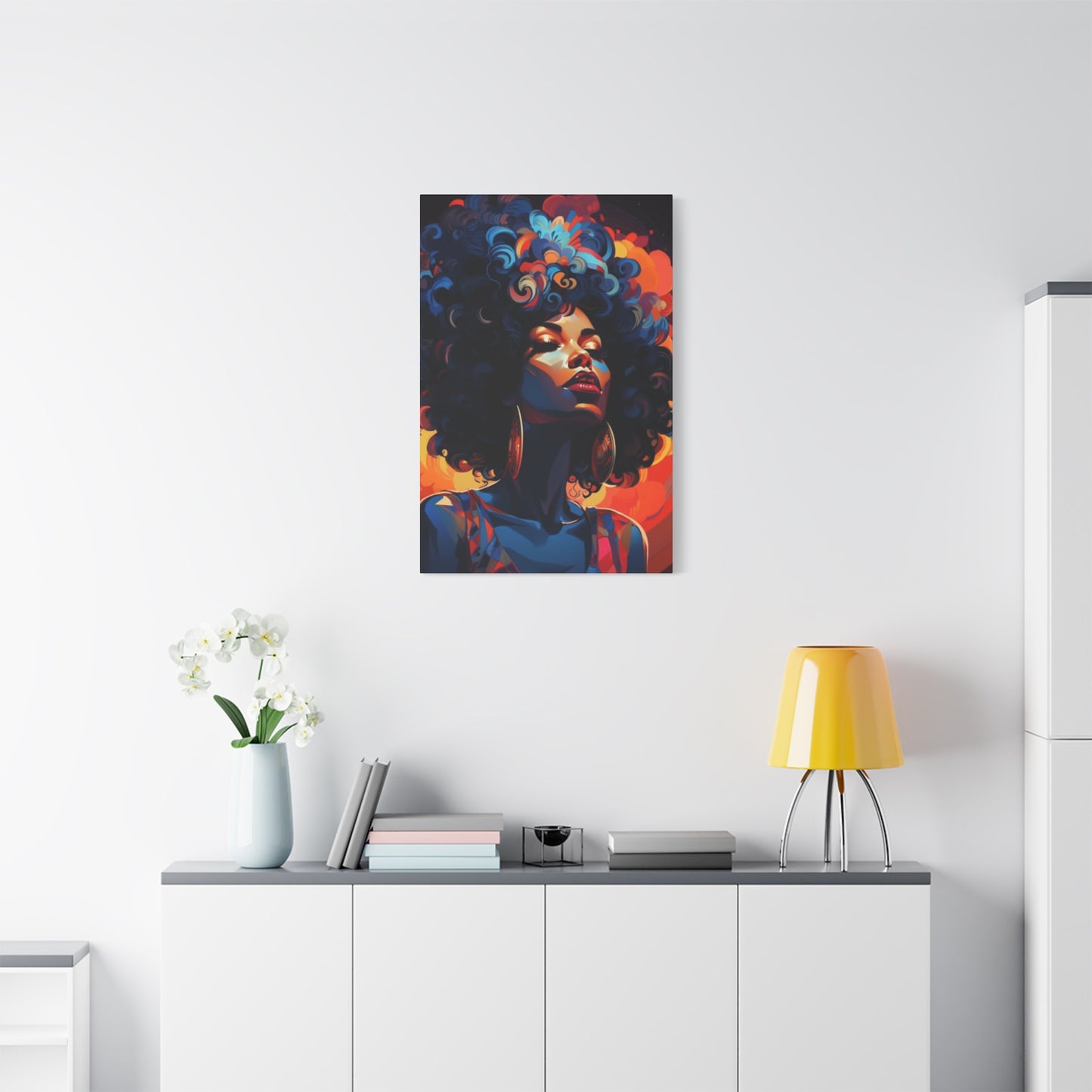 Deep Blue Afro Women Wall Art & Canvas Prints
