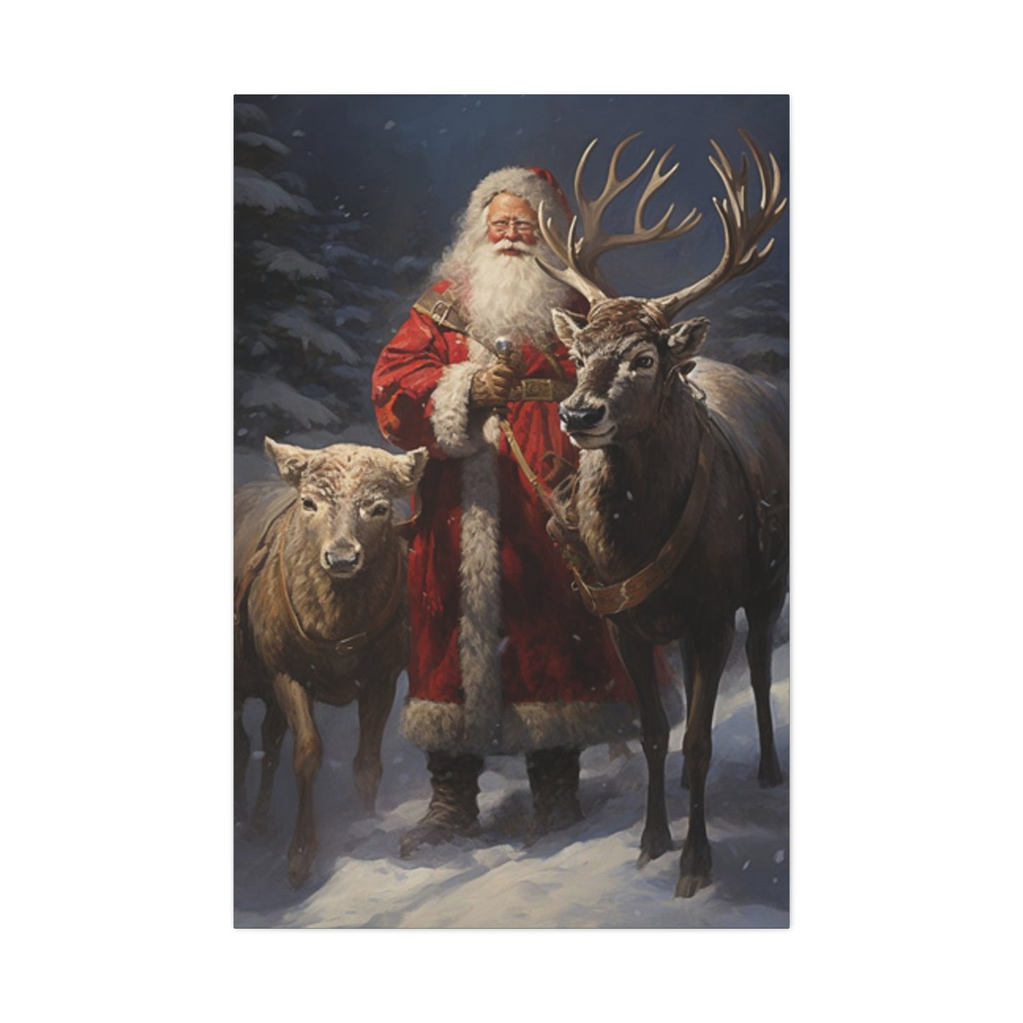 Santa Claus And Reindeer Wall Art & Canvas Prints