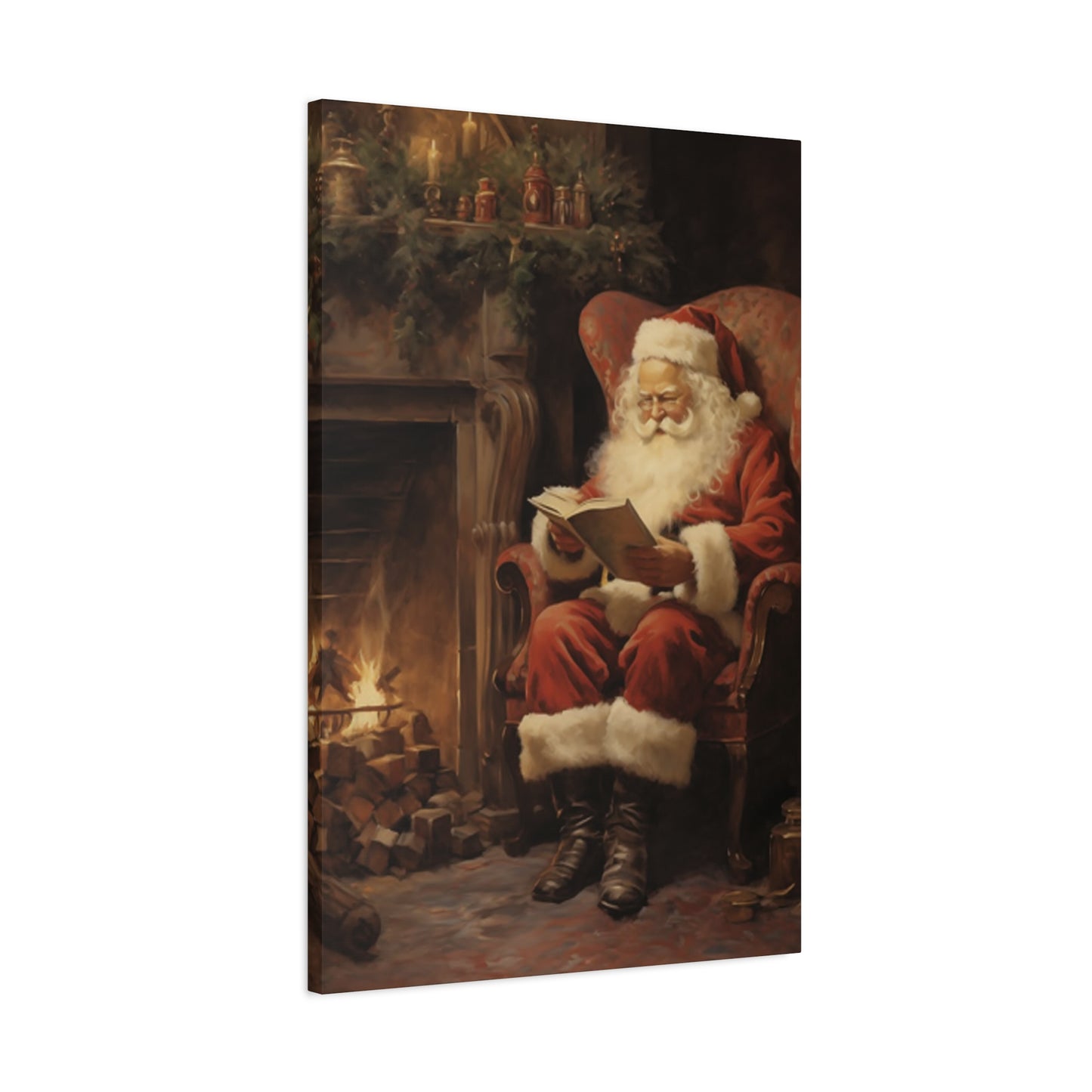Santa Claus Reading A Book Wall Art & Canvas Prints
