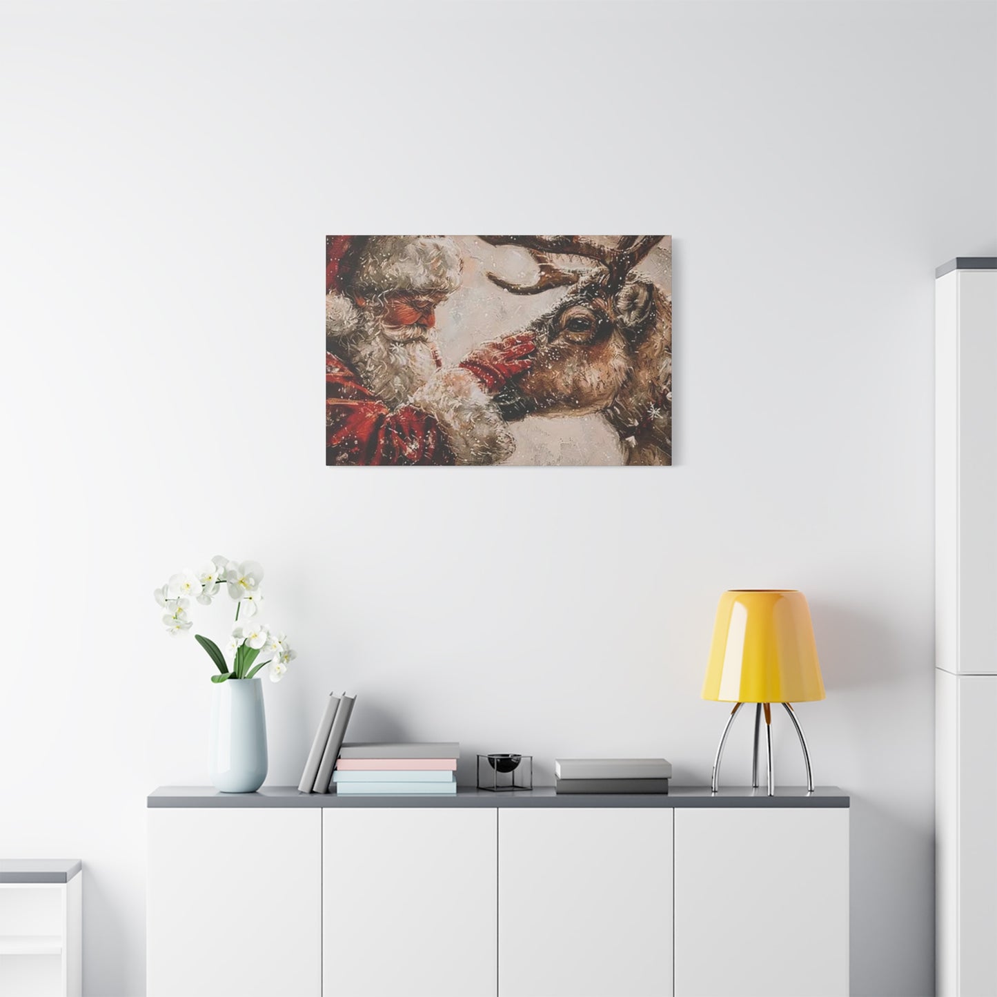 Santa Claus And Reindeer Wall Art & Canvas Prints
