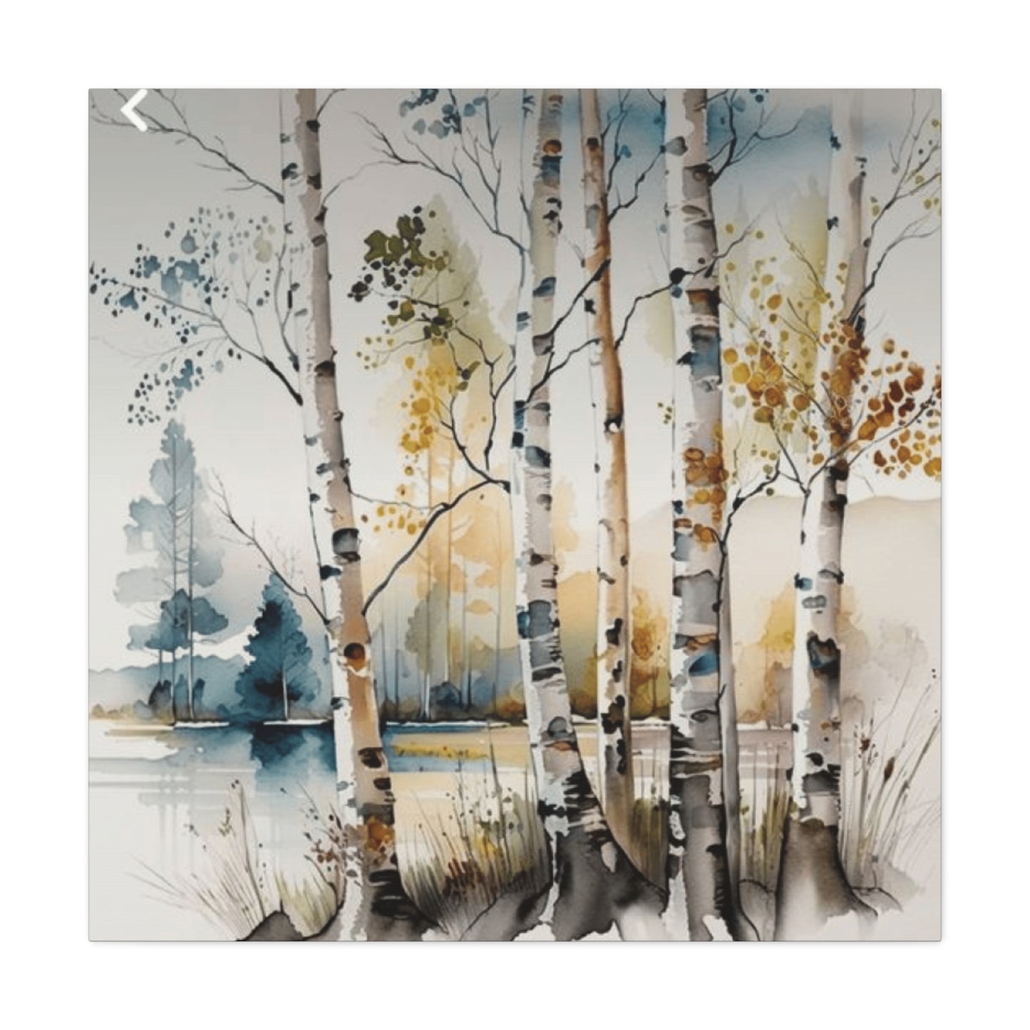 Blue and Orange Birch Tree Painting Wall Art & Canvas Prints