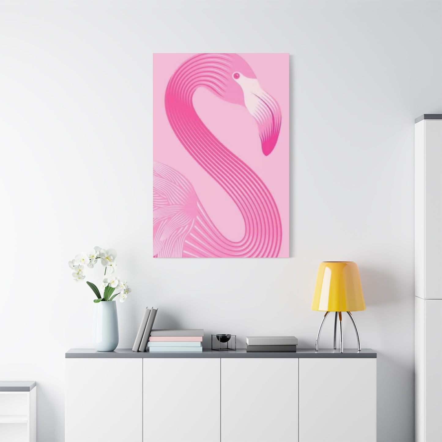 Flamingo Pink Monochrome Wall Art & Canvas Prints