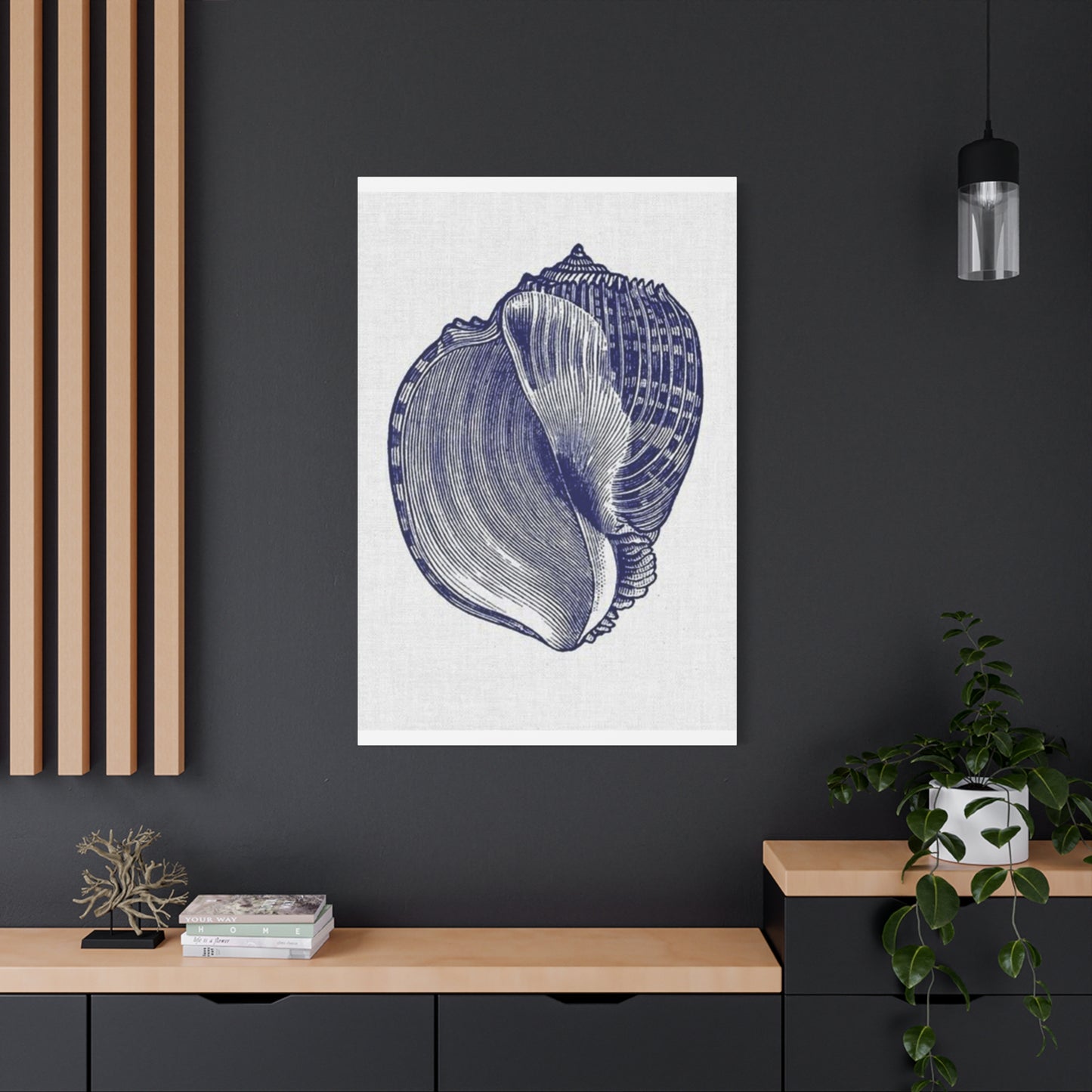 Beautiful Blue Shell Shape Drawing Wall Art & Canvas Prints