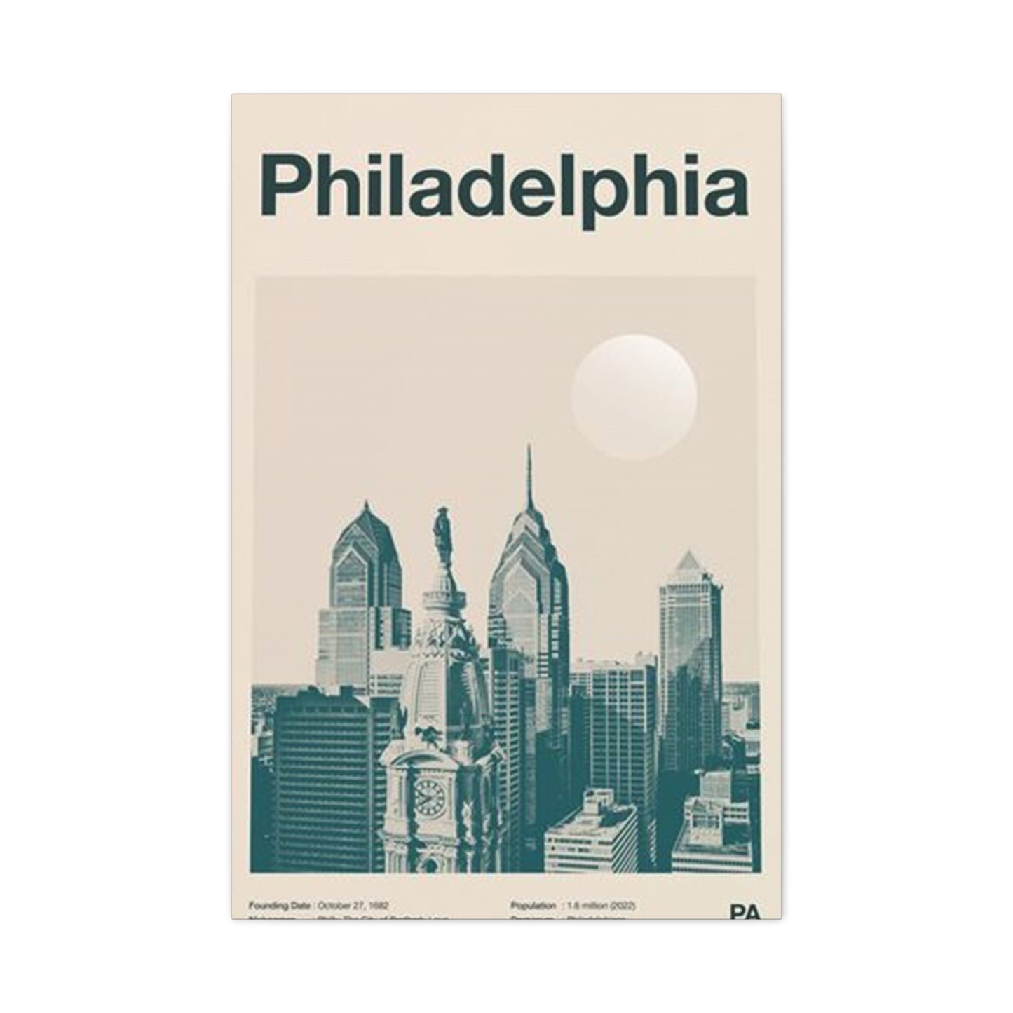 Philadelphia Pennsylvania Skyline Wall Art & Canvas Prints