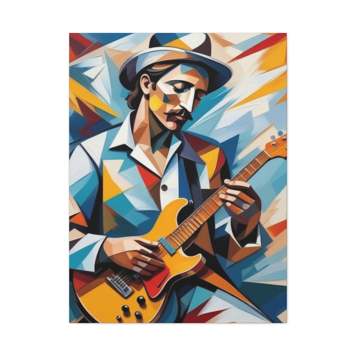 Man Playing Guitar Cubism Wall Art & Canvas Prints