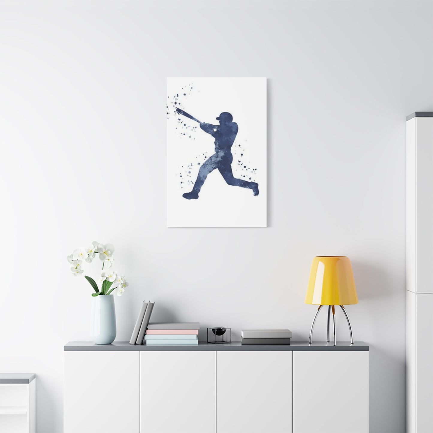 Blue Baseball Player Silhoutte Wall Art & Canvas Prints