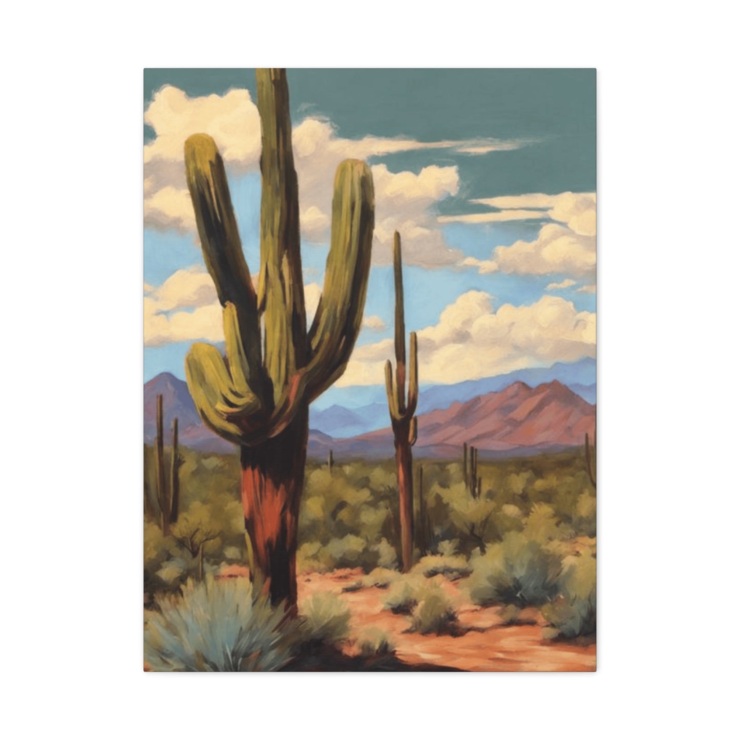 Cactus Standing in Desert Painting Wall Art & Canvas Prints