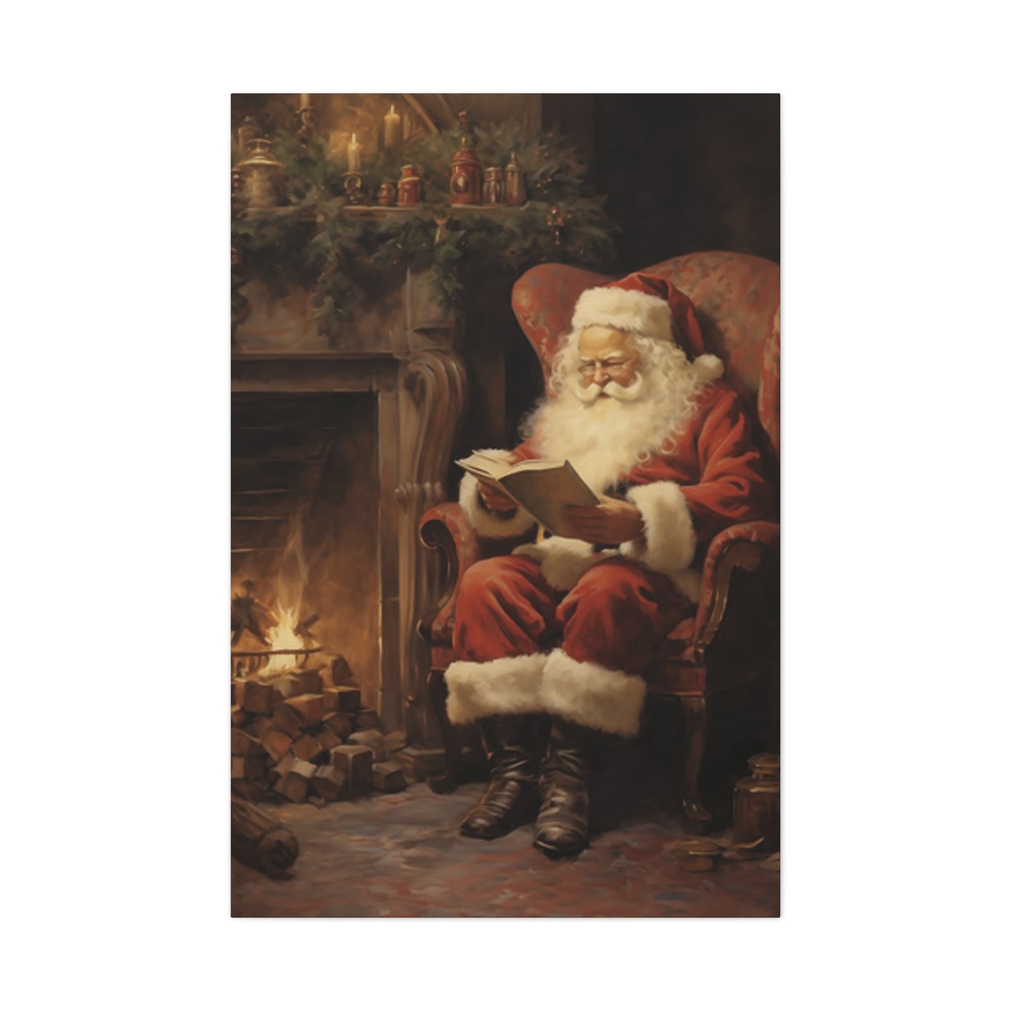 Santa Claus Reading A Book Wall Art & Canvas Prints