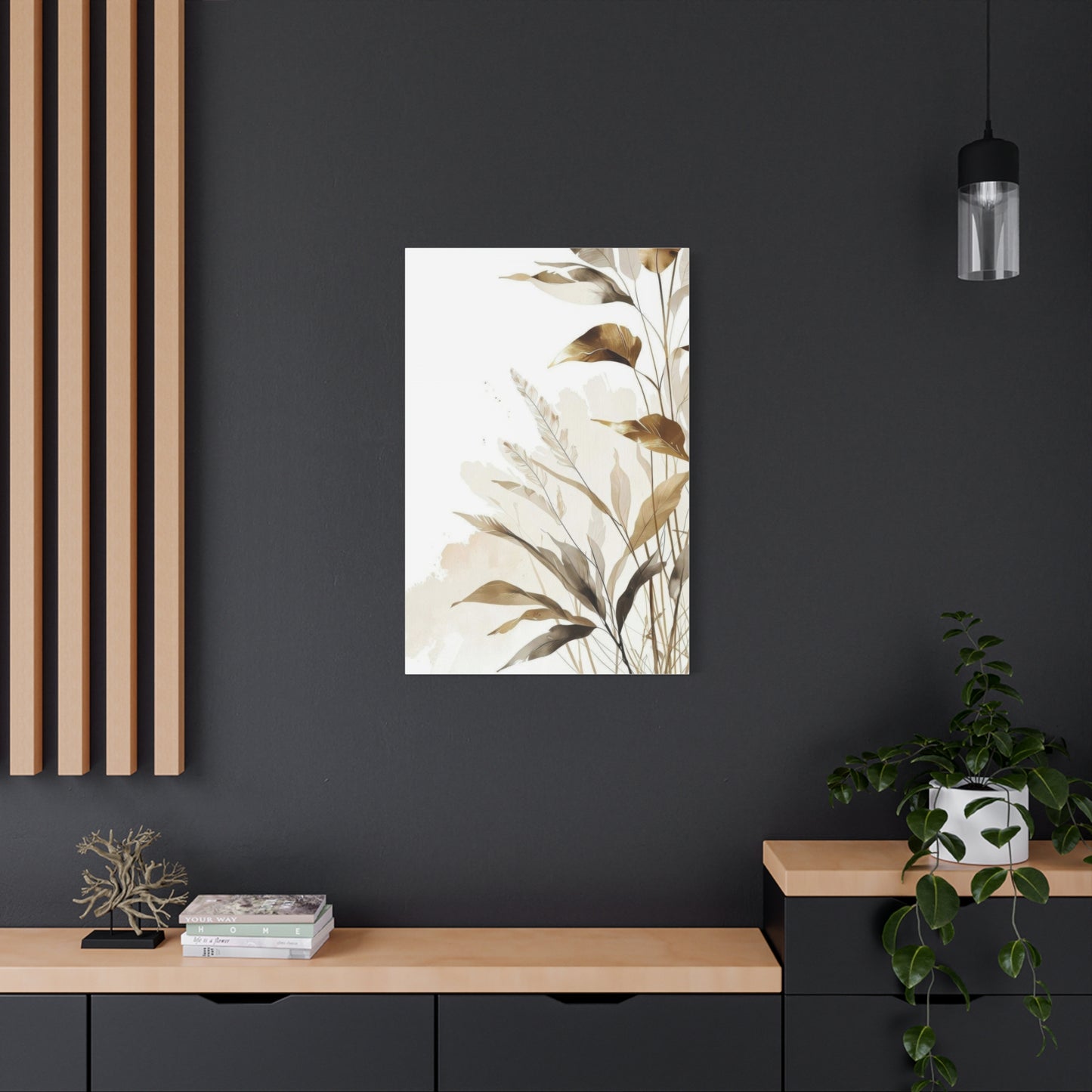 Golden Leaves and Feathers Wall Art & Canvas Prints