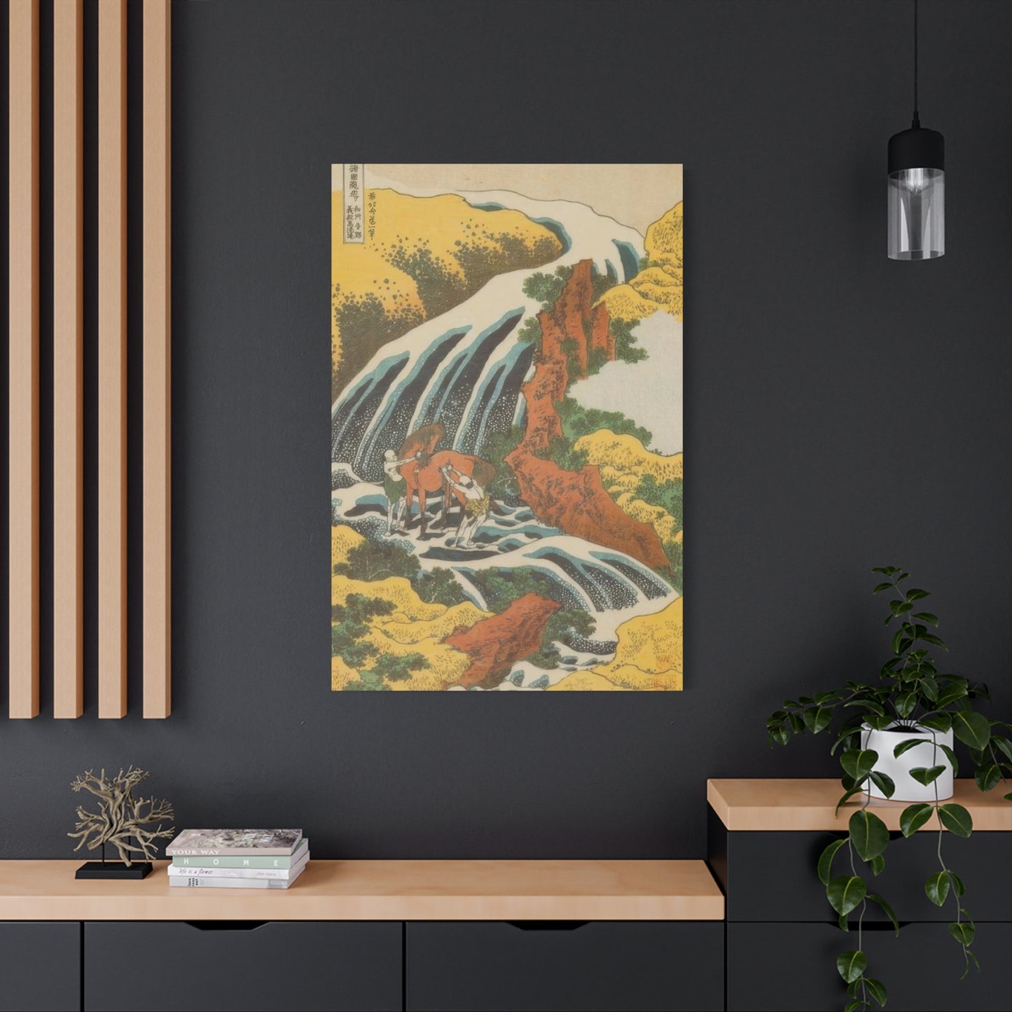 Katsushika Hokusai Waterfall Where Yoshitsune Washed His Horse At Yoshino In Yamato Province Wall Art & Canvas Prints