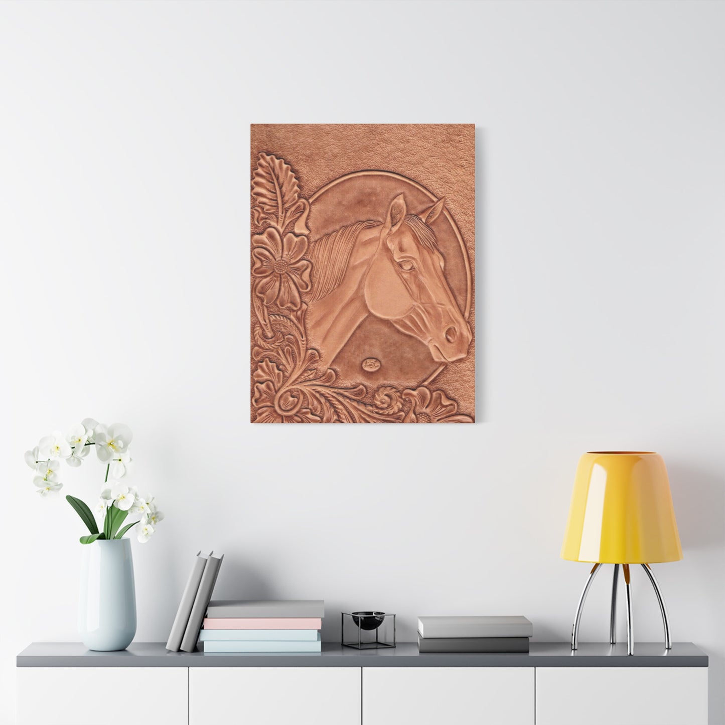 Horse Pattern On Leather Wall Art & Canvas Prints