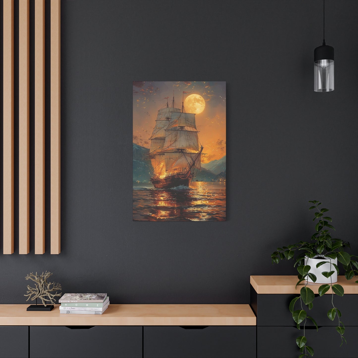 Ship Sailing In Evening Wall Art & Canvas Prints
