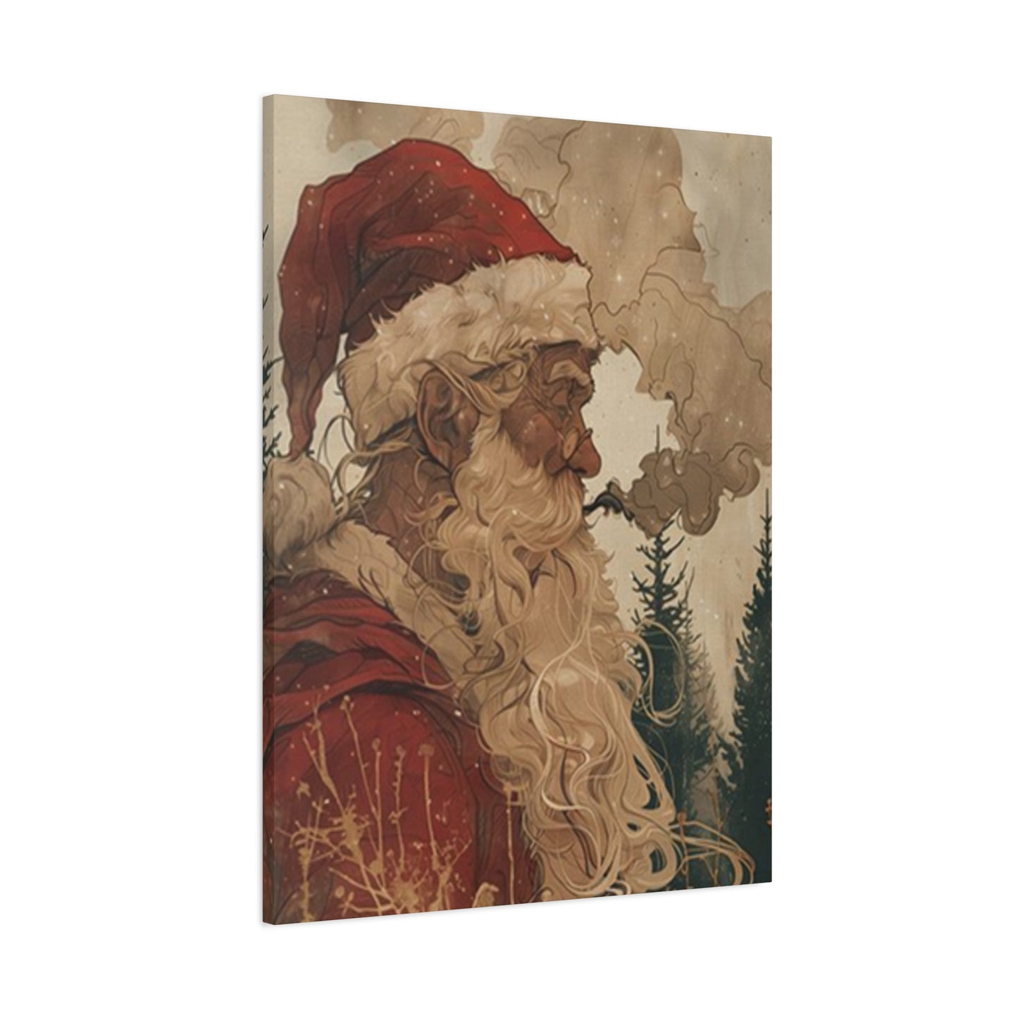 Santa Claus Smoking Painting Wall Art & Canvas Prints