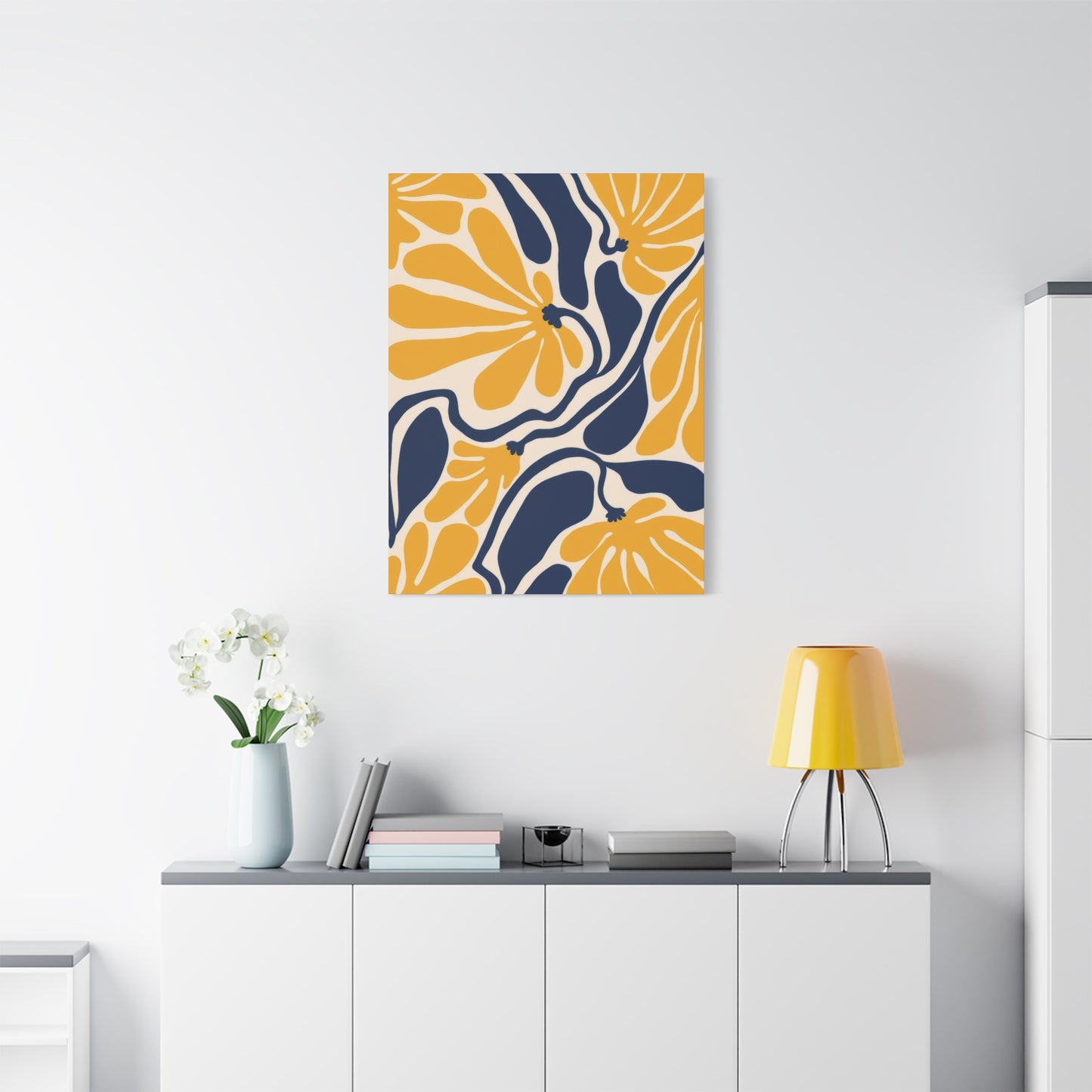 Blue Yellow Flower Abstract Colorful Wall Art & Canvas Prints